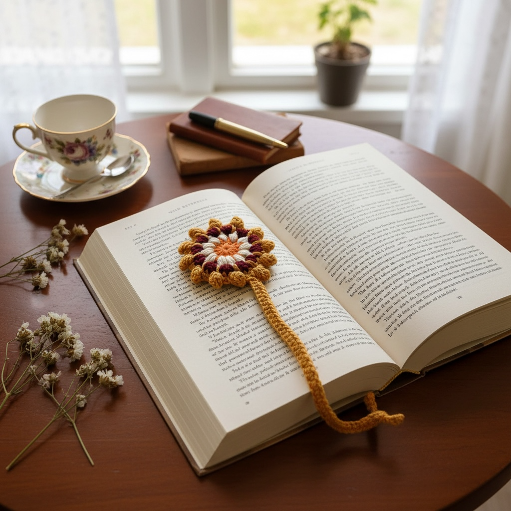 Crochet Mandala Bookmark – Handmade Boho Bookmark – Cotton Lace Book Mark – Book Lover Gift– Teacher Gift