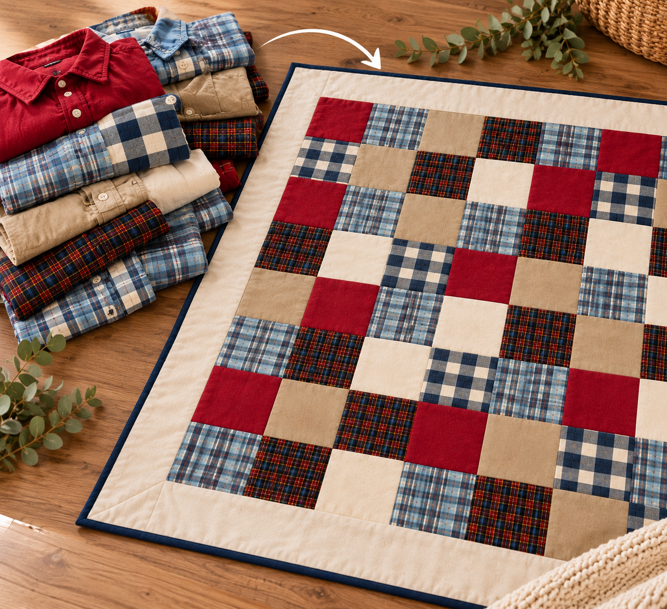 Memory Quilt Keepsake – Made from Loved Ones’ Clothing | 150 x 150 cm