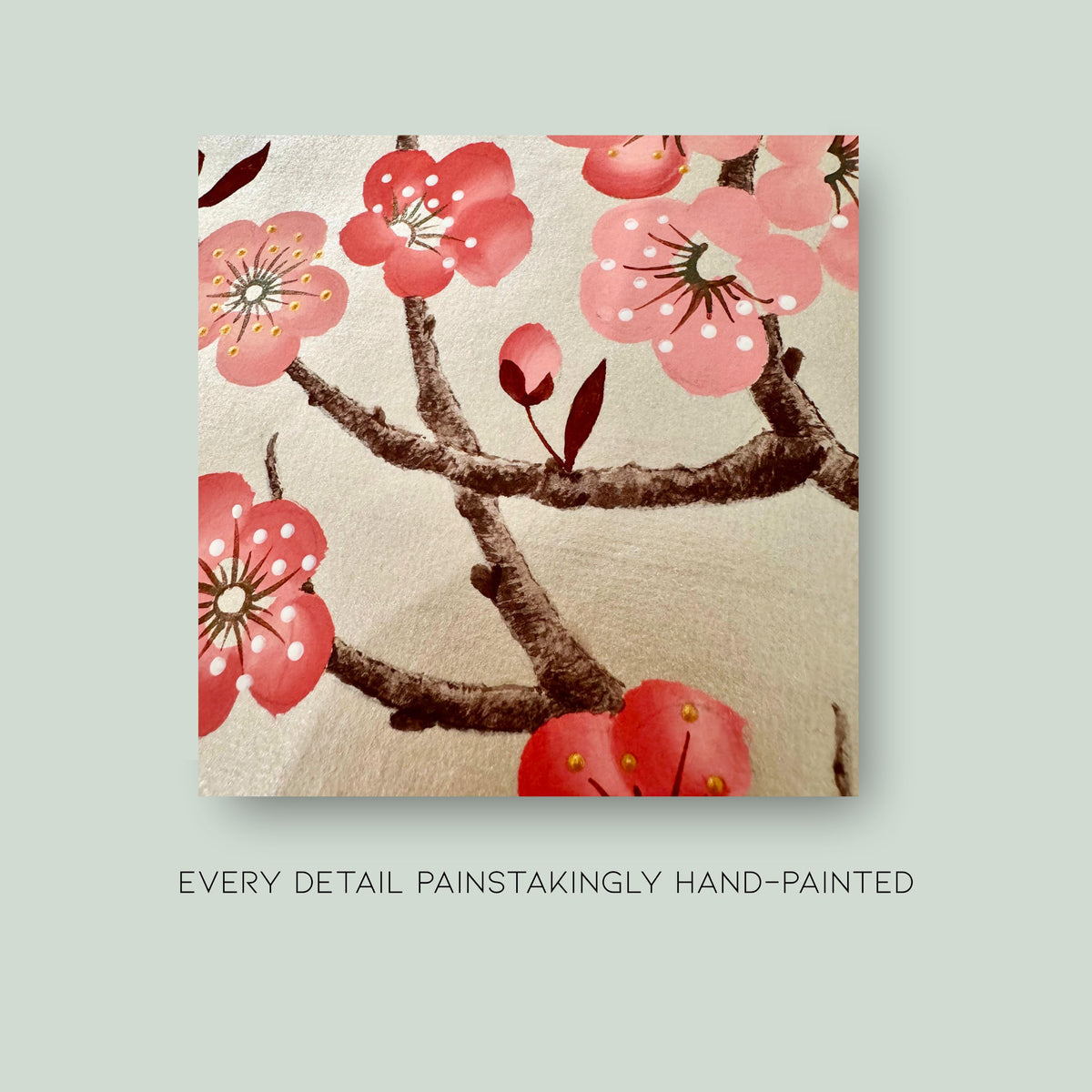 Original Plum Blossom Painting | Chinoiserie Floral Art on Champagne Gold Xuan Paper | Gouache Artwork | Lunar New Year | Gift