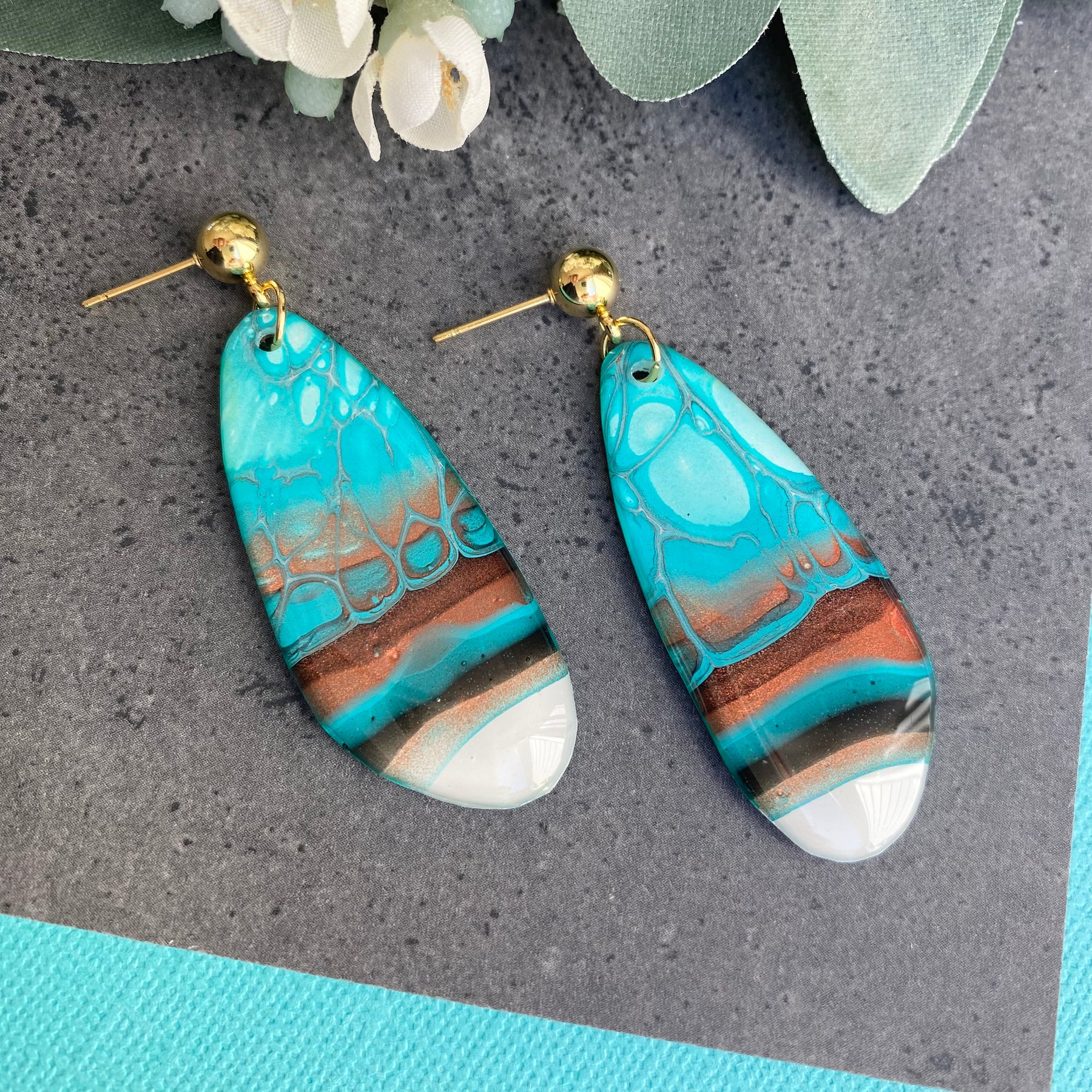 Original Art Turquoise Stud Earrings