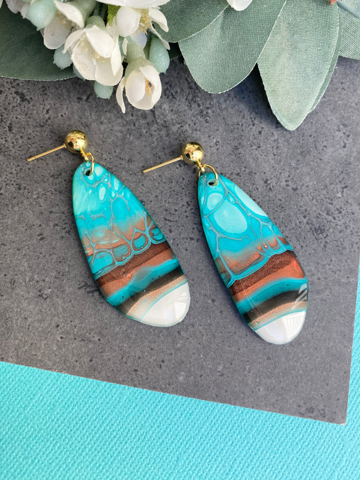 Original Art Turquoise Stud Earrings