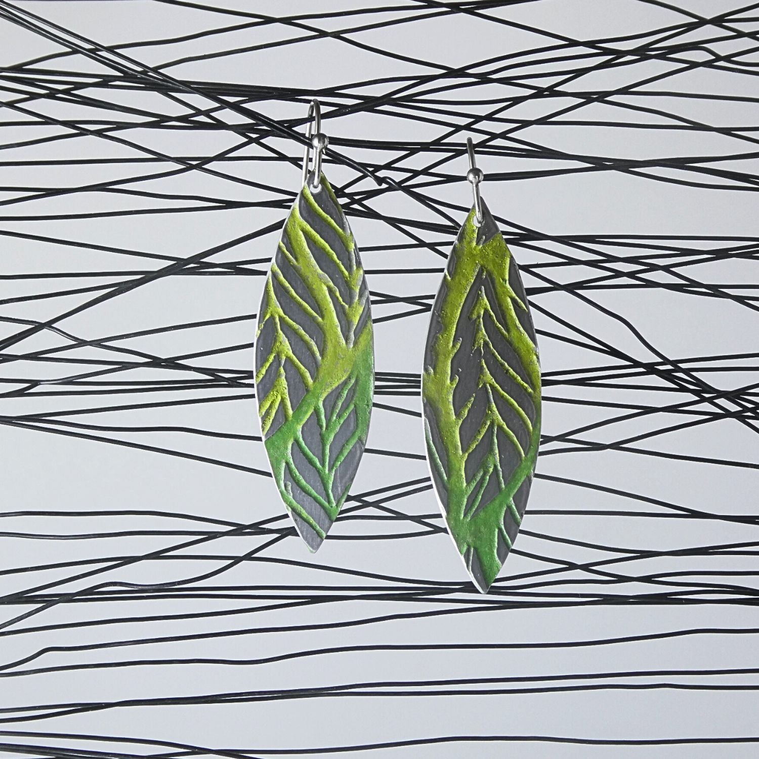 Etched and coloured aluminium earrings - Etched in Nature Collection - A240