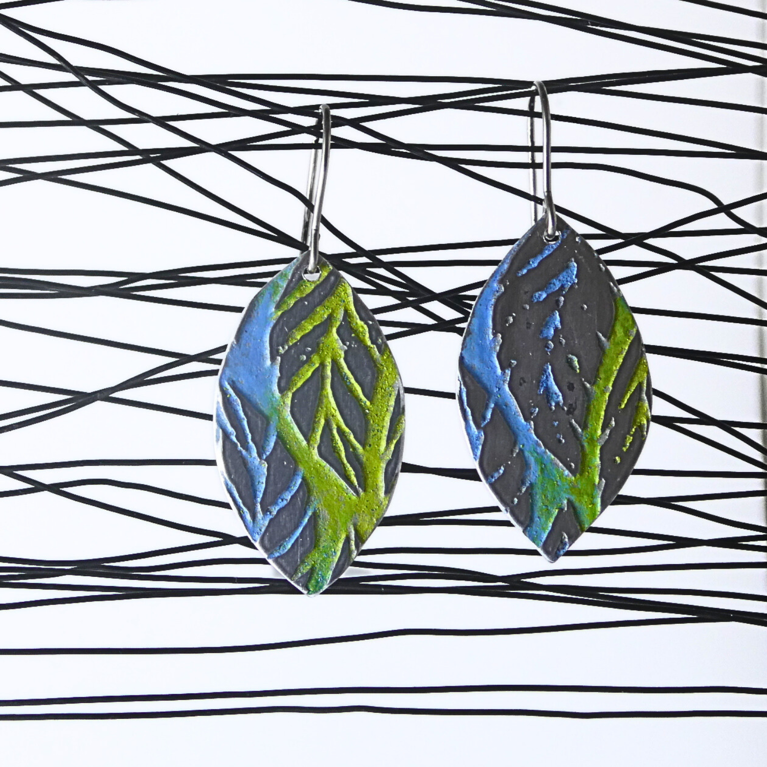 Etched and coloured aluminium earrings - Etched in Nature Collection - A240