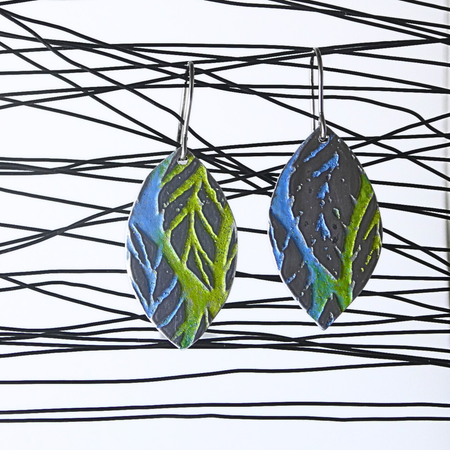 Etched and coloured aluminium earrings - Etched in Nature Collection - A240