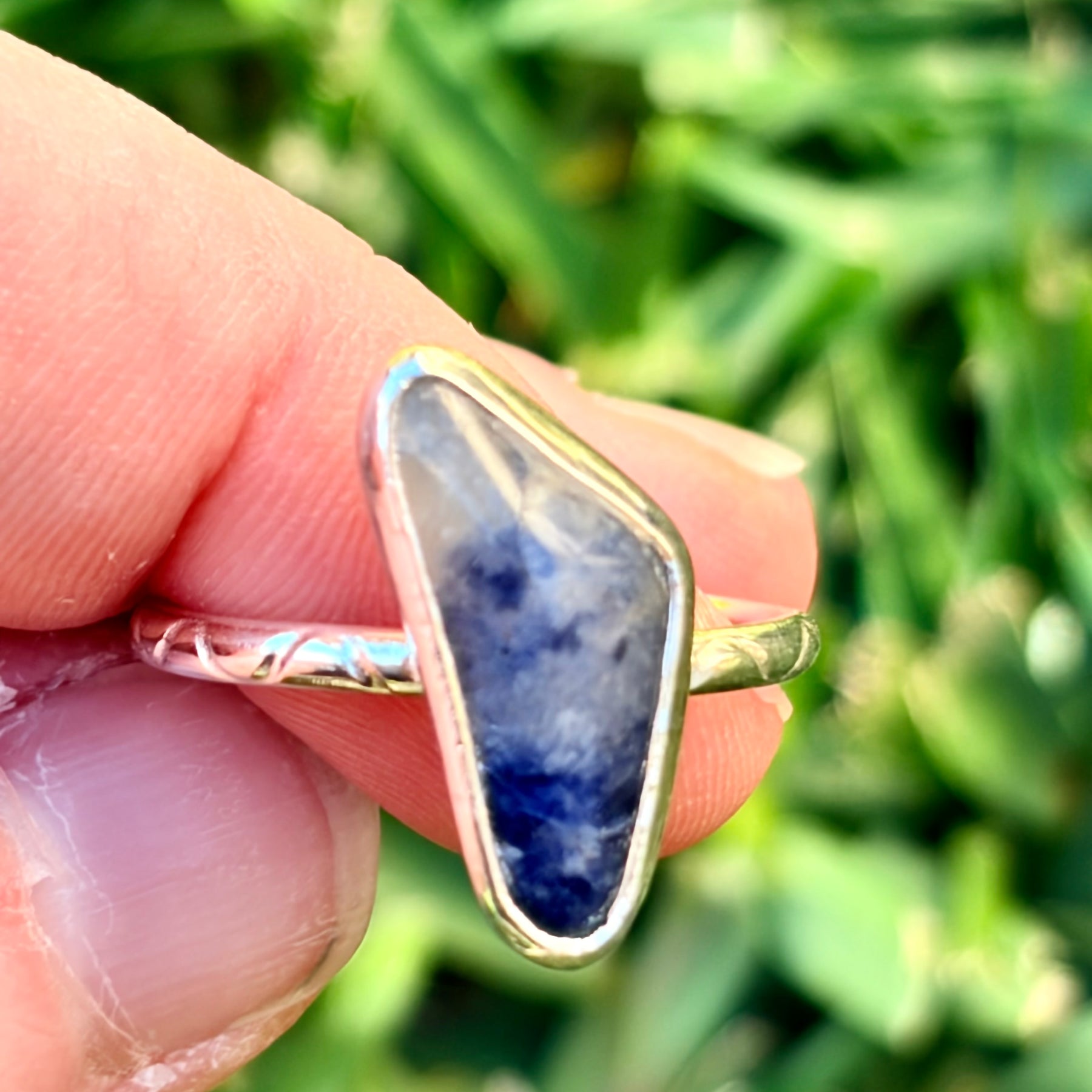 Blue Boomerang Sterling Silver Ring