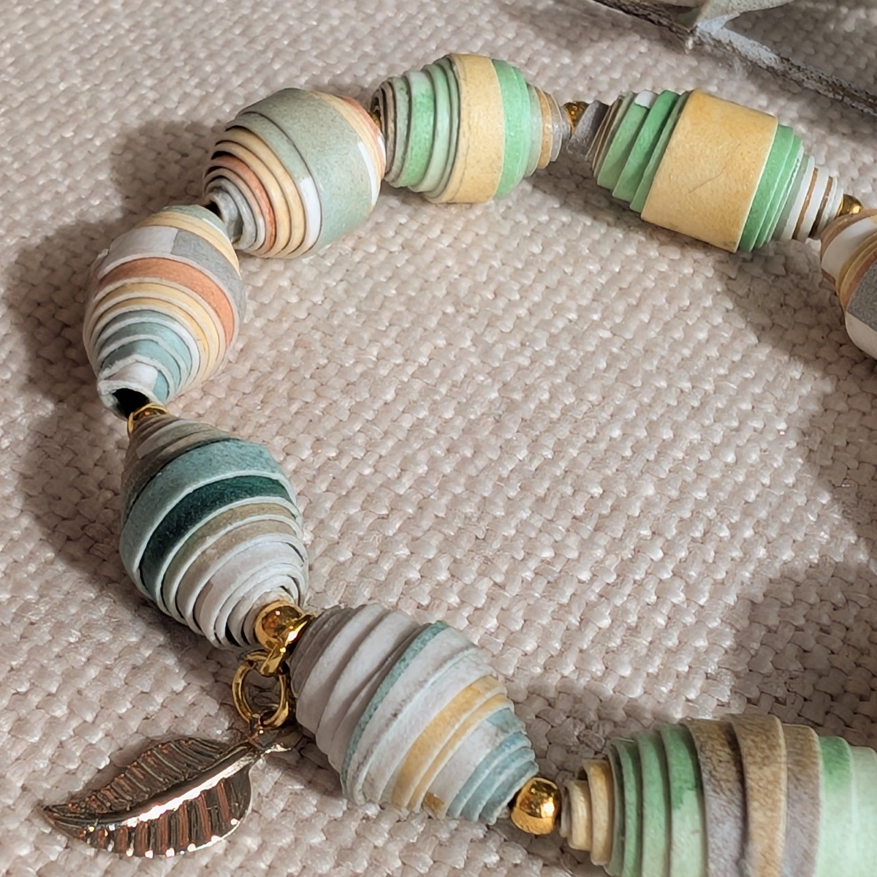 Handmade Paper Bead Bracelet – Botanical Tones, Sustainable Jewellery