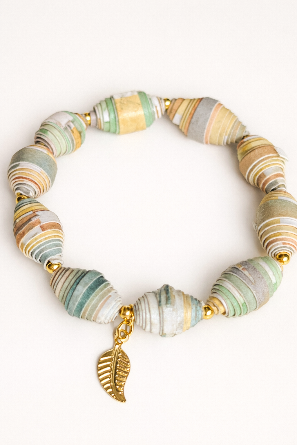 Handmade Paper Bead Bracelet – Botanical Tones, Sustainable Jewellery