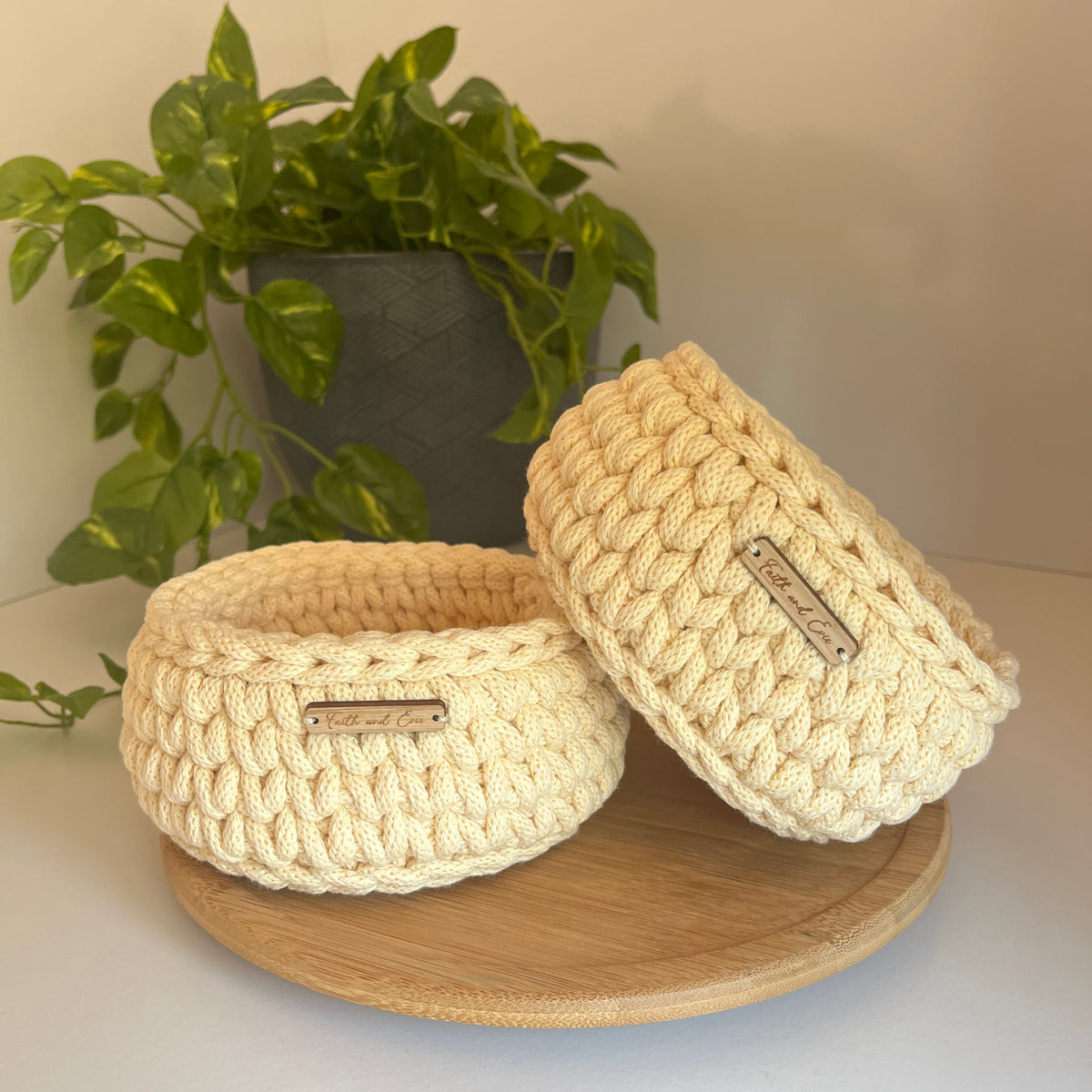 Crochet basket - small - colour Butter