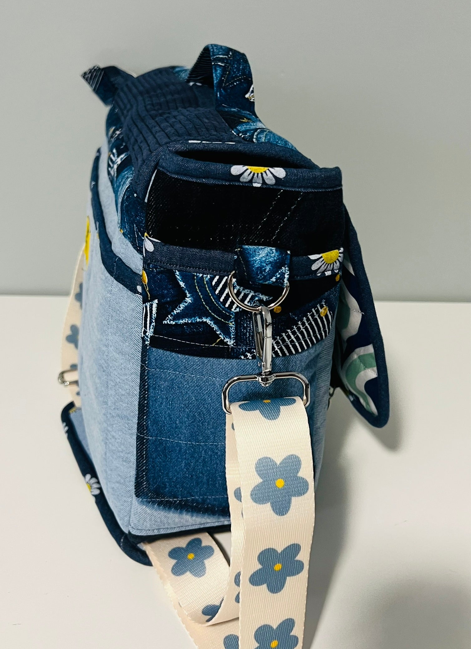 Upcycled Denim Messenger/Computer Bag