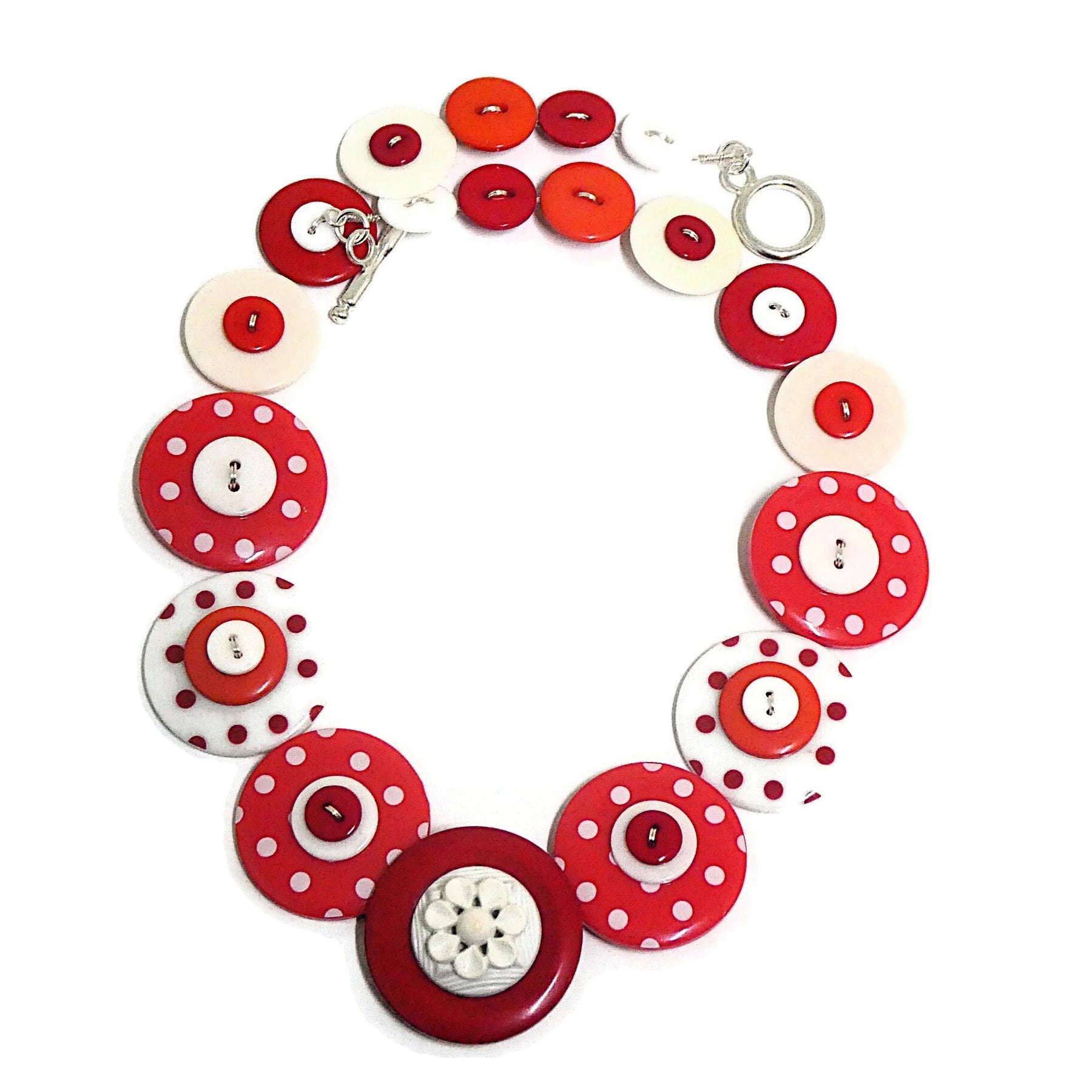 Button necklace - Red Spot