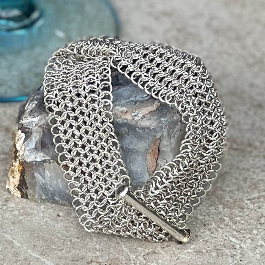 Sterling Silver Bracelet "Chain Maille" Cuff