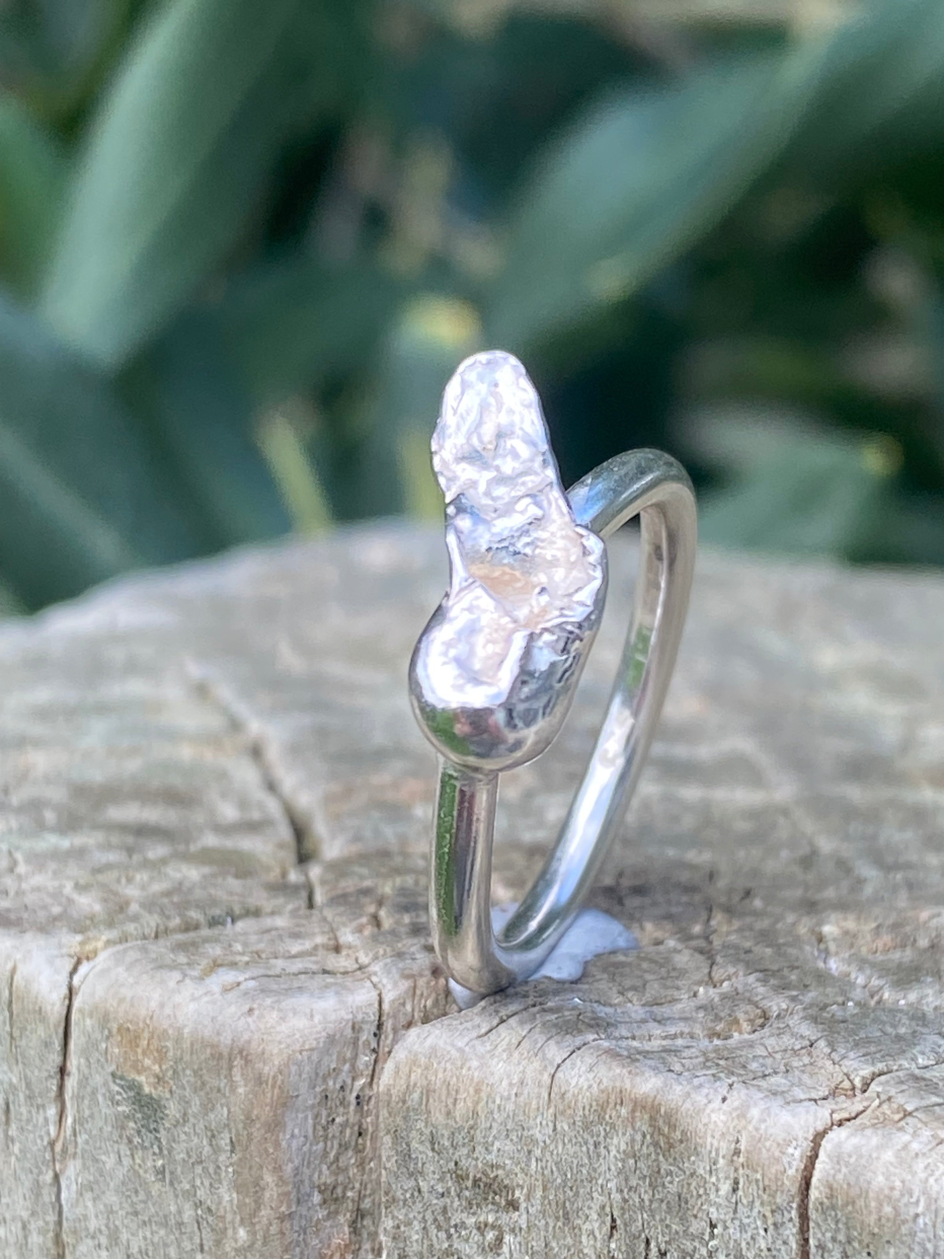 Drift Ring – Water Cast Sterling Silver – Size K