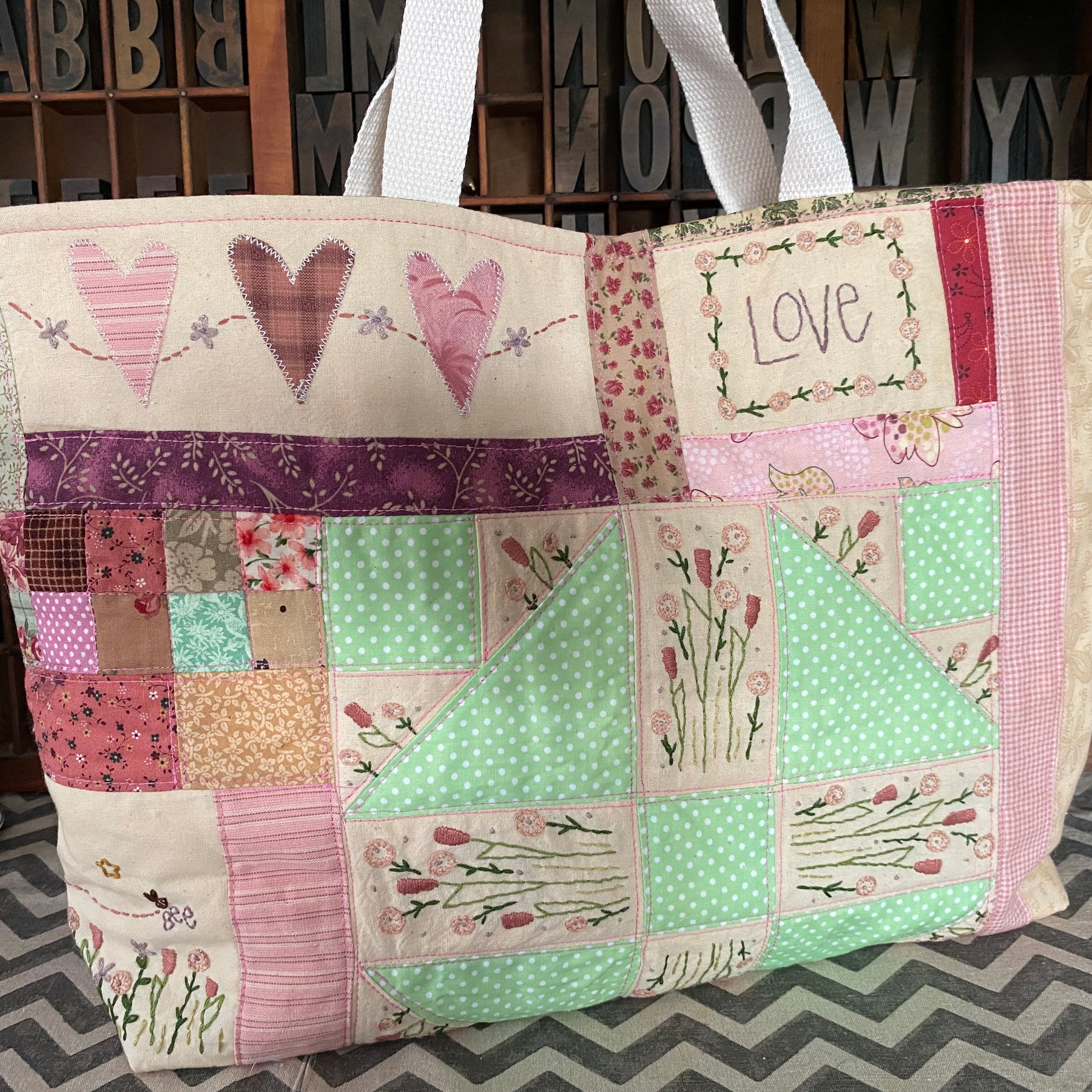 Upcycled Patchwork Quilt Market Bag