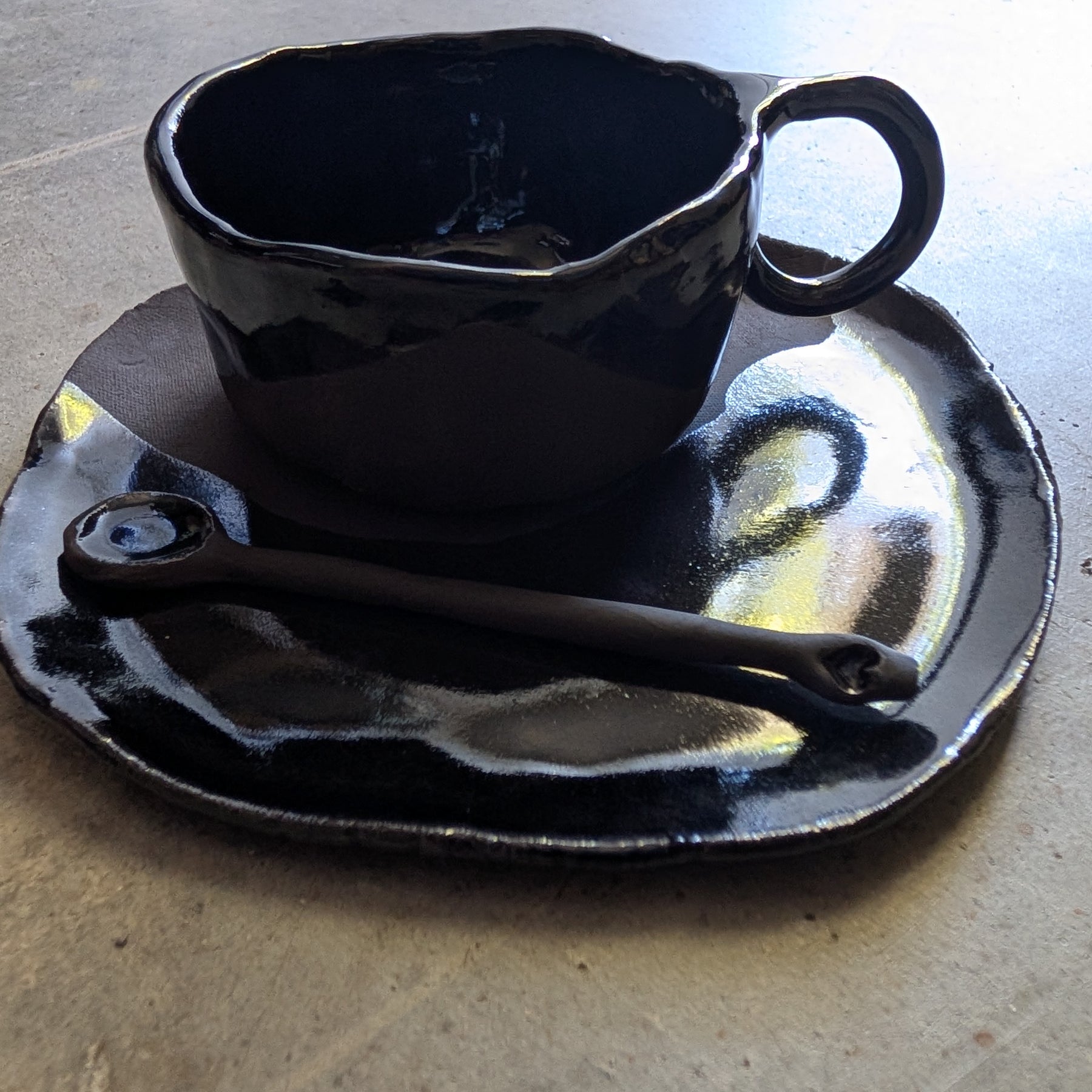 Handmade Black Ceramic Espresso set | dark • earthy • understated