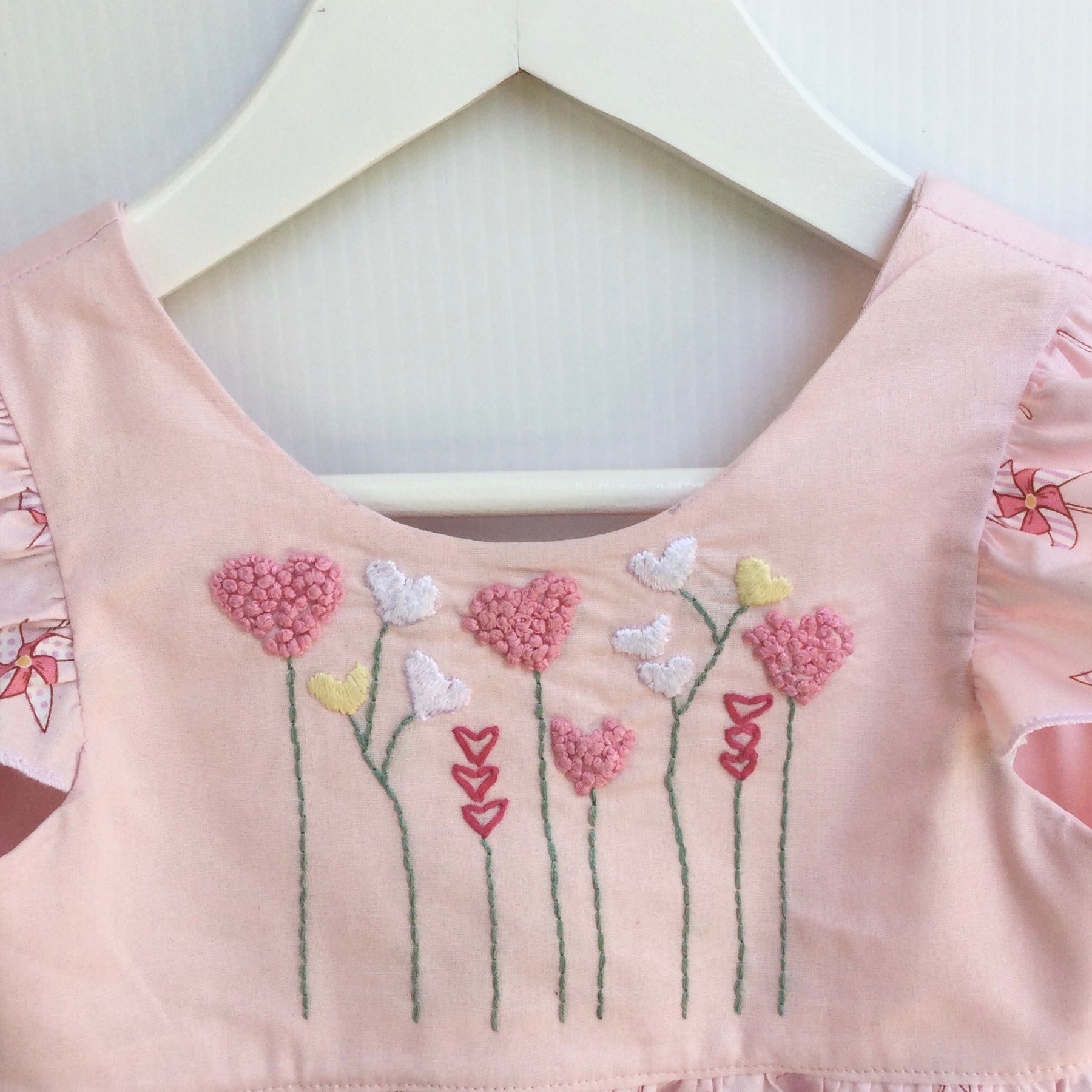 Girls One-Of-A-Kind Hand Embroidered Ruffle Dress