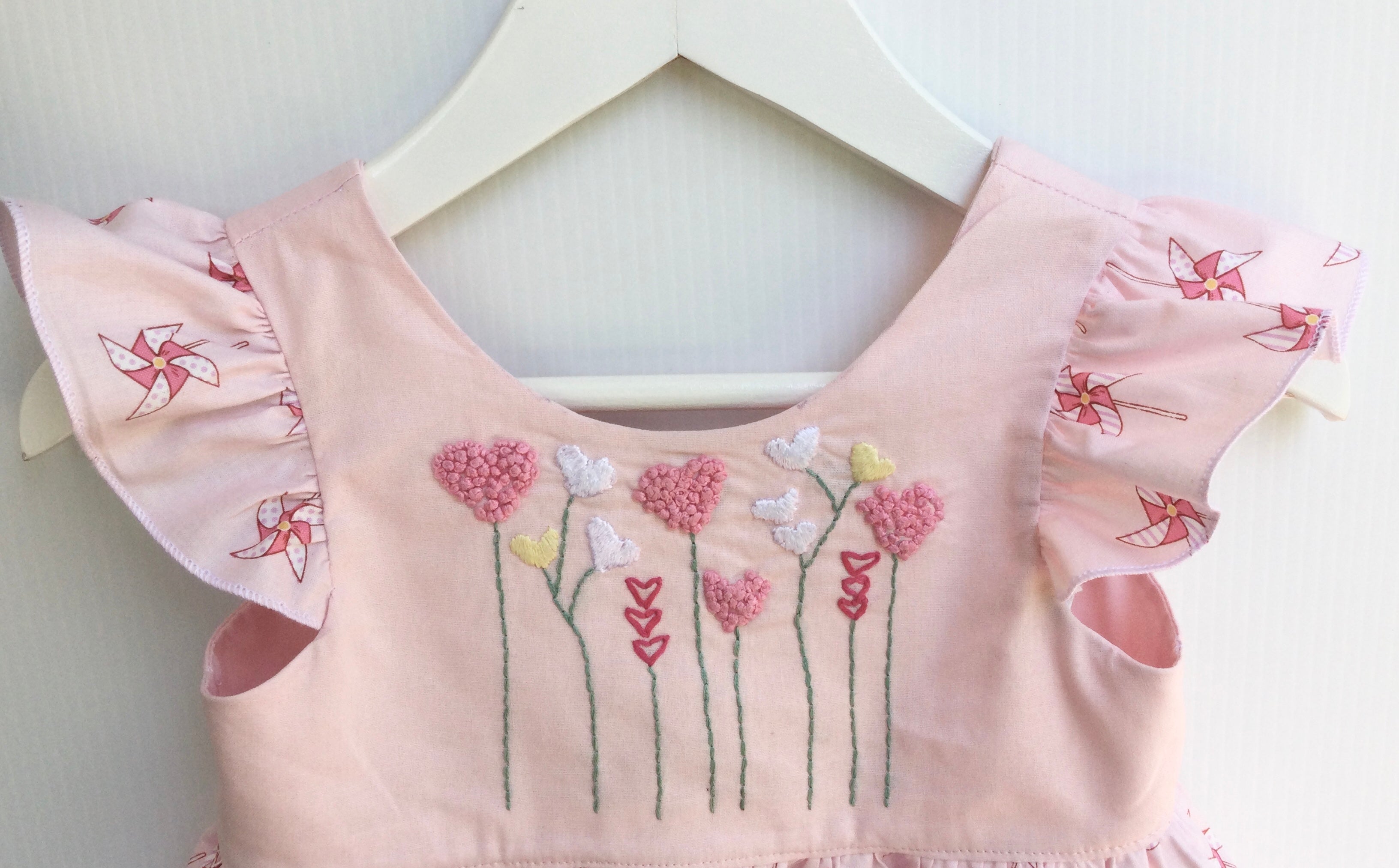 Girls One-Of-A-Kind Hand Embroidered Ruffle Dress