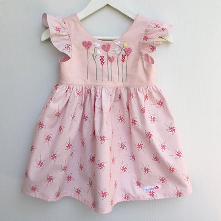 Girls One-Of-A-Kind Hand Embroidered Ruffle Dress