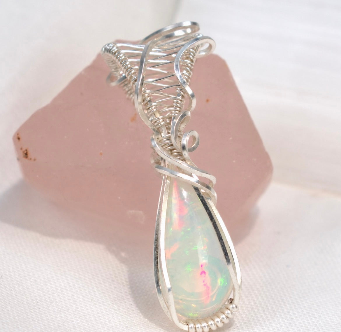 Silent Flame — Ethiopian Opal Wire Wrapped Pendant
