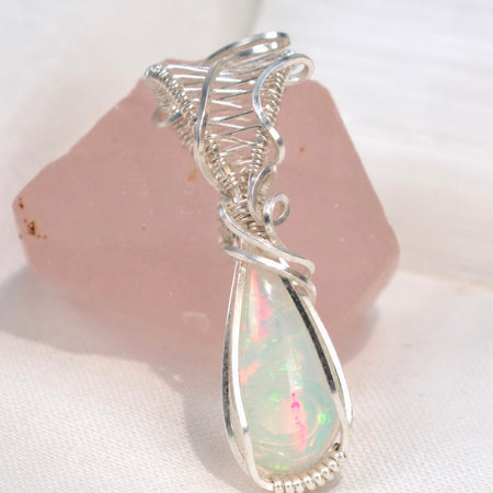 Silent Flame — Ethiopian Opal Wire Wrapped Pendant