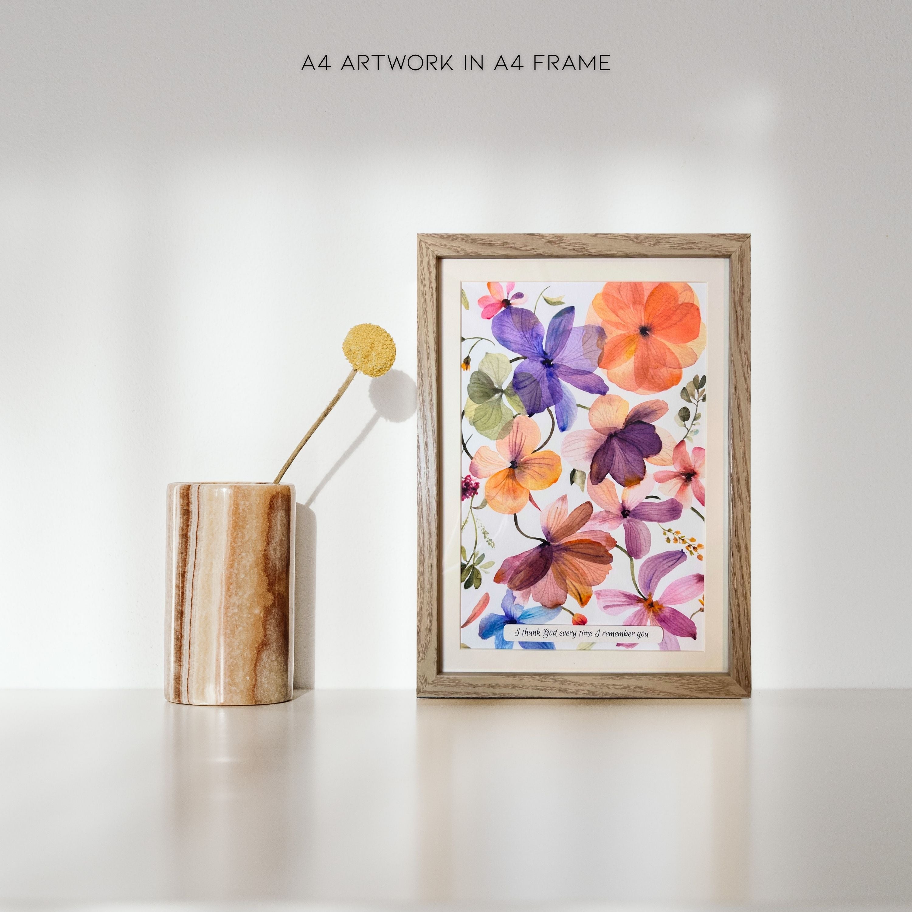 "Pressed Into Memory"| Archival Botanical Wall Art With Sentiment | Original Floral Watercolour Painting | A4 Print