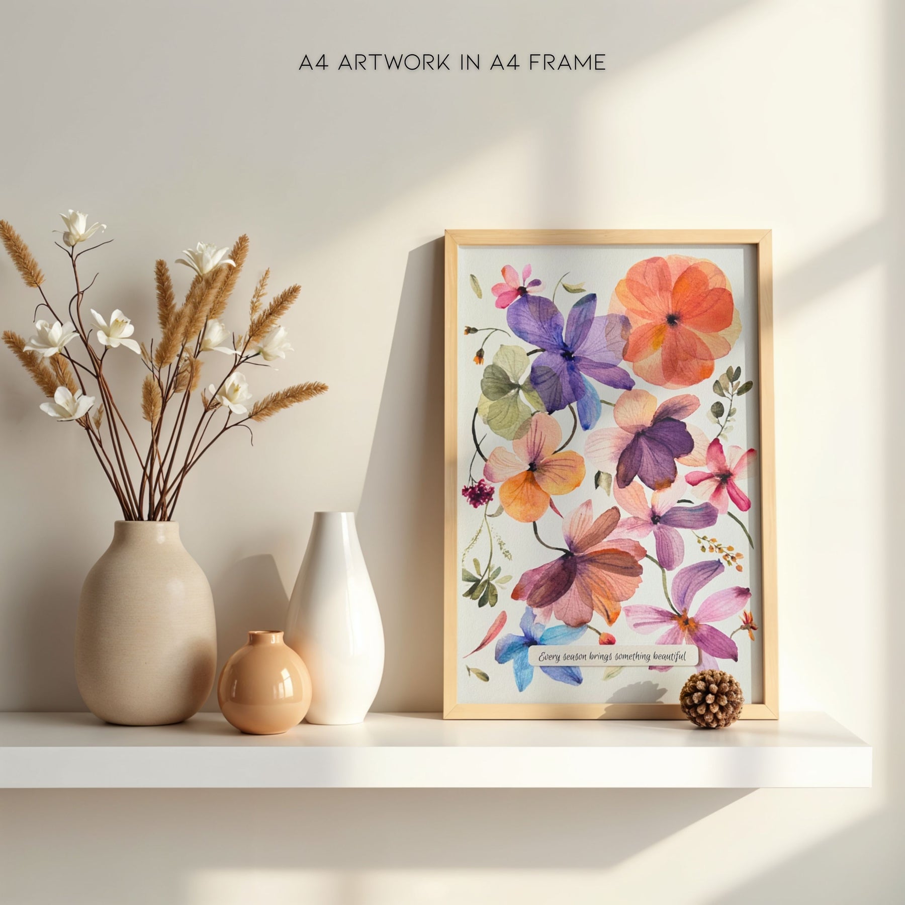 "Pressed Into Memory"| Archival Botanical Wall Art With Sentiment | Original Floral Watercolour Painting | A4 Print