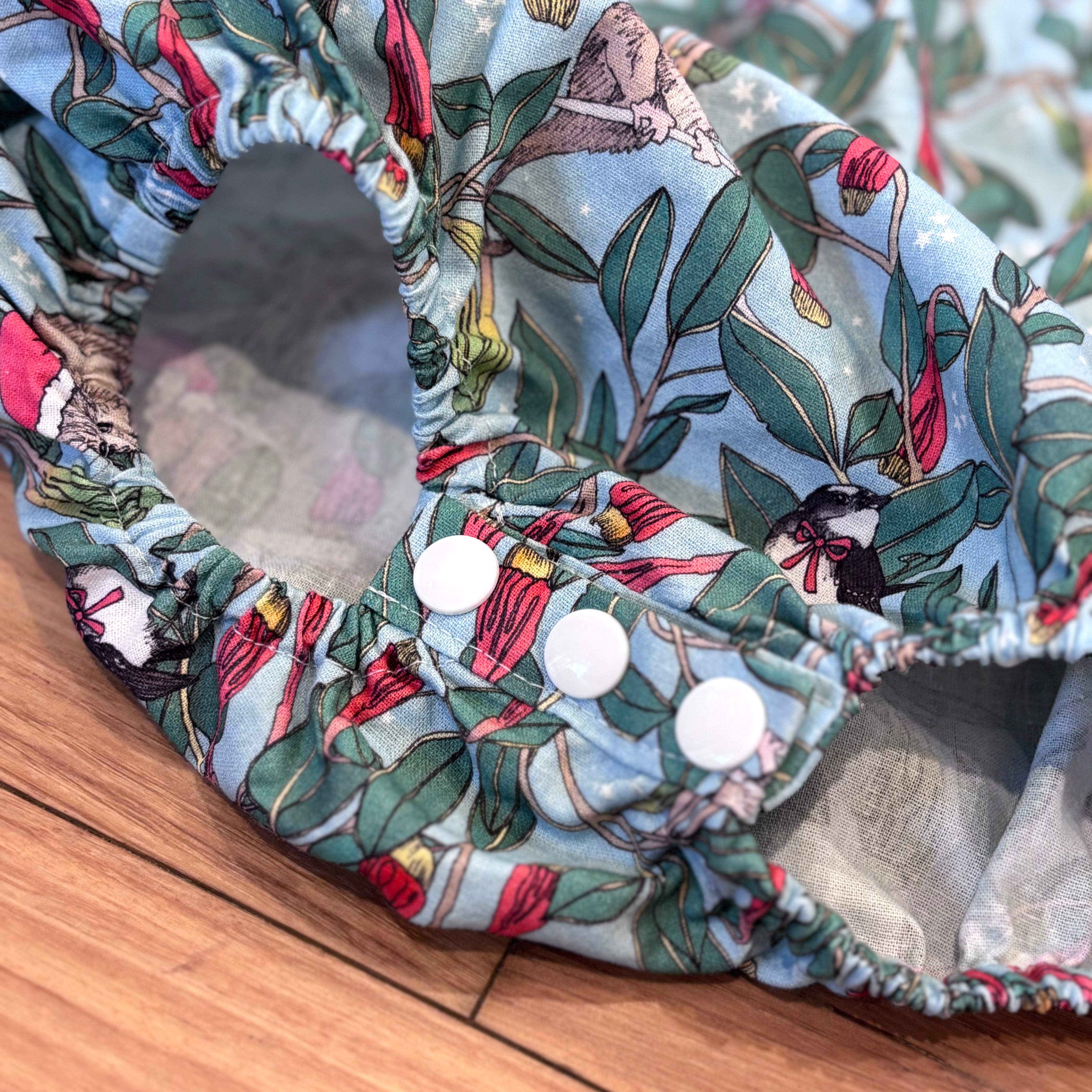 Christmas Baby Girl Romper and Headband Set - Blue Possums