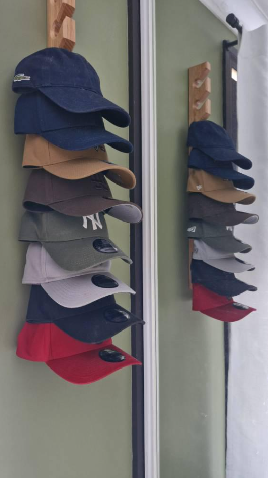 Tasmanian Oak Wall-Mounted 10-Slot Cap Holder