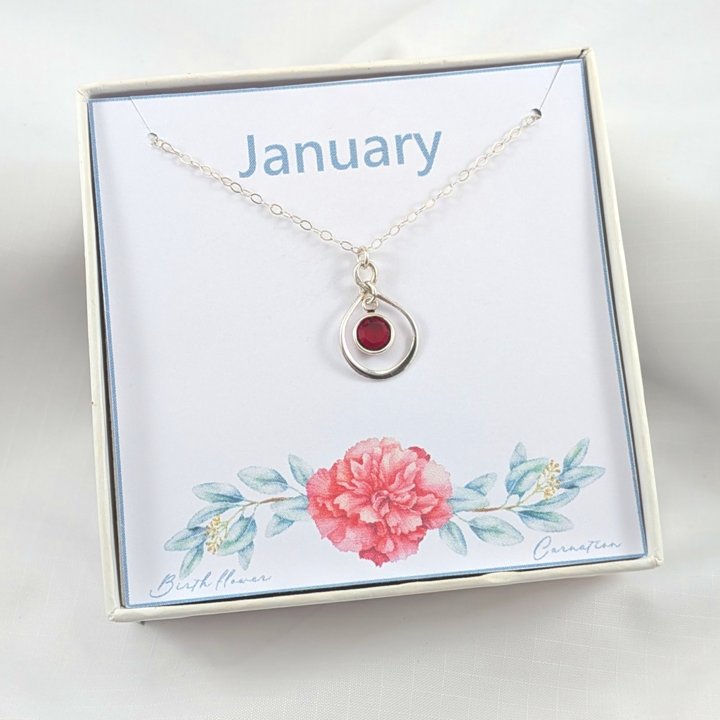 Birthstone Sterling Silver Necklace Choose Your Birth Month