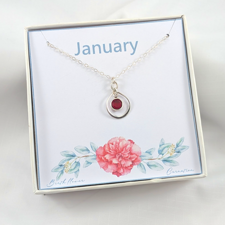 Birthstone Sterling Silver Necklace Choose Your Birth Month