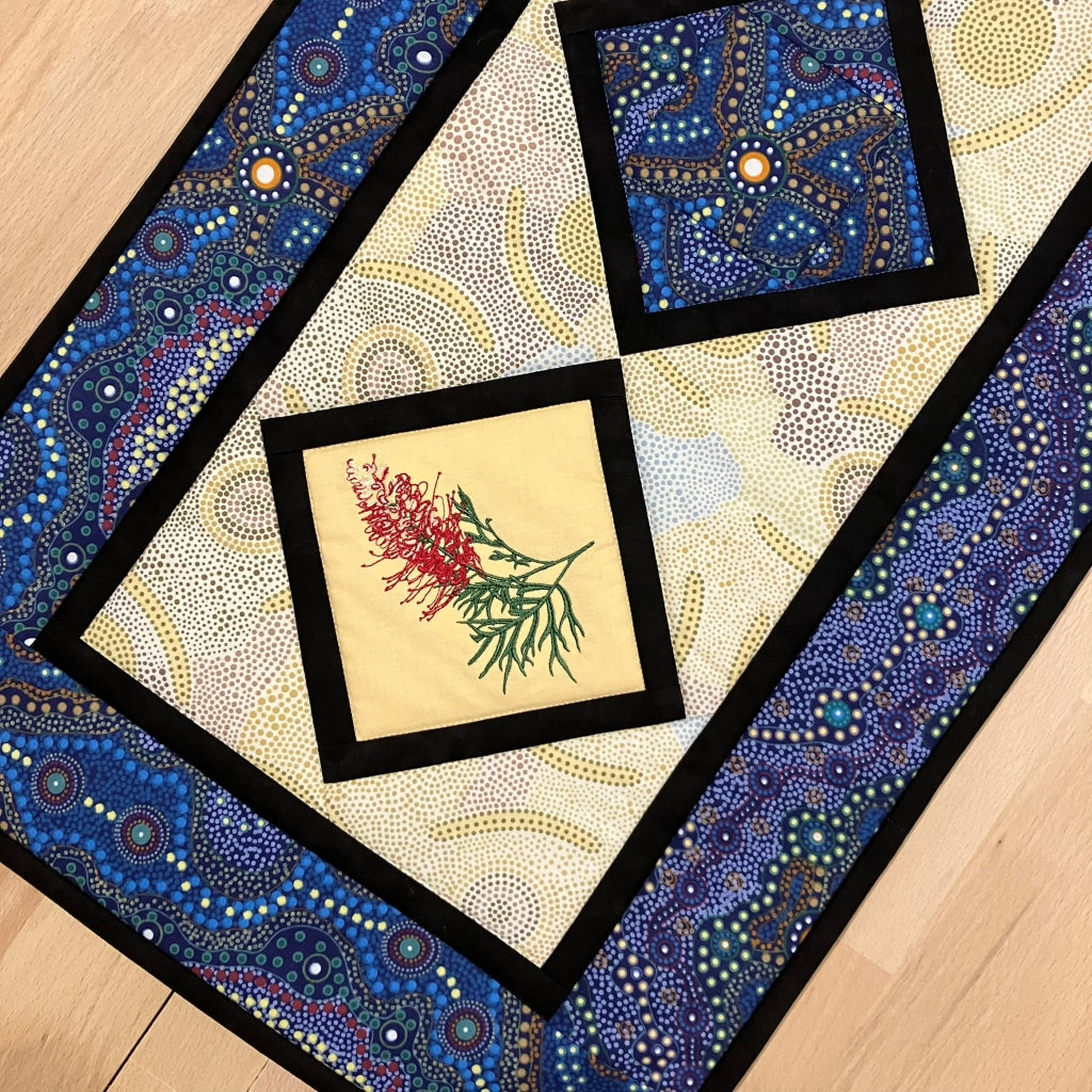 handmade Australian native quilted - grevillea