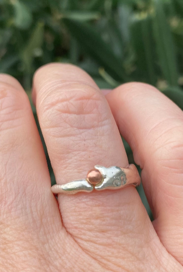 Seed Ring | Sand Cast Sterling Silver with Copper