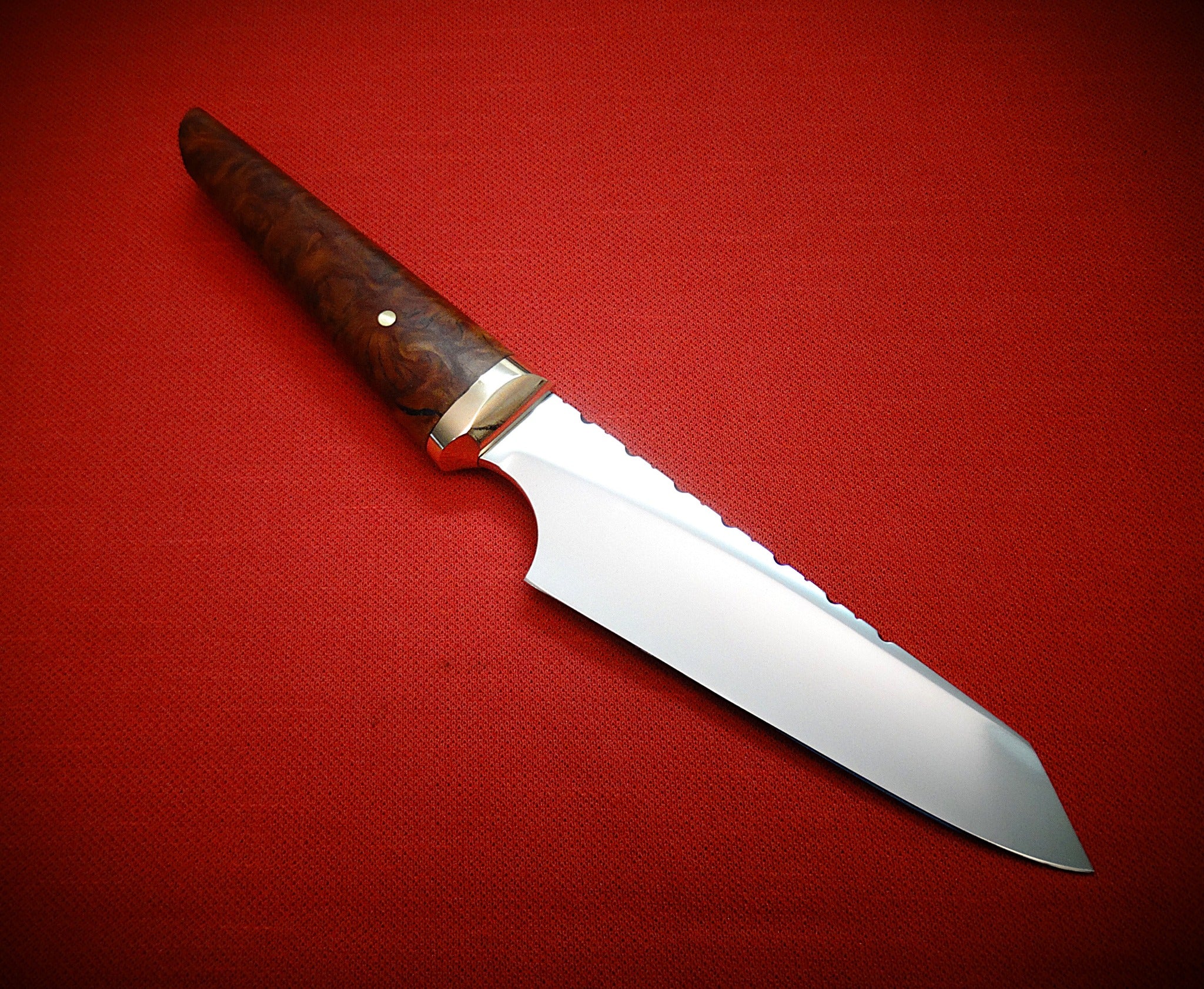 Paring kitchen knife Burl timber, leather sheath