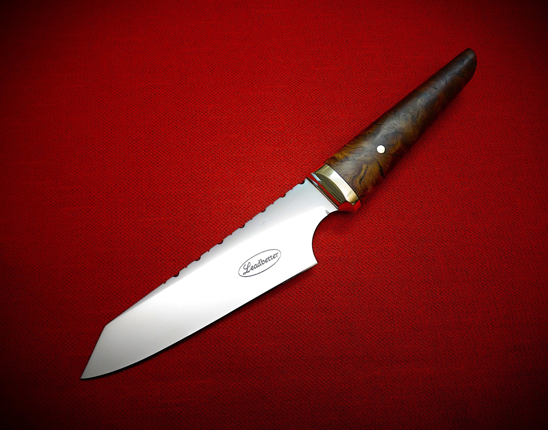 Paring kitchen knife Burl timber, leather sheath