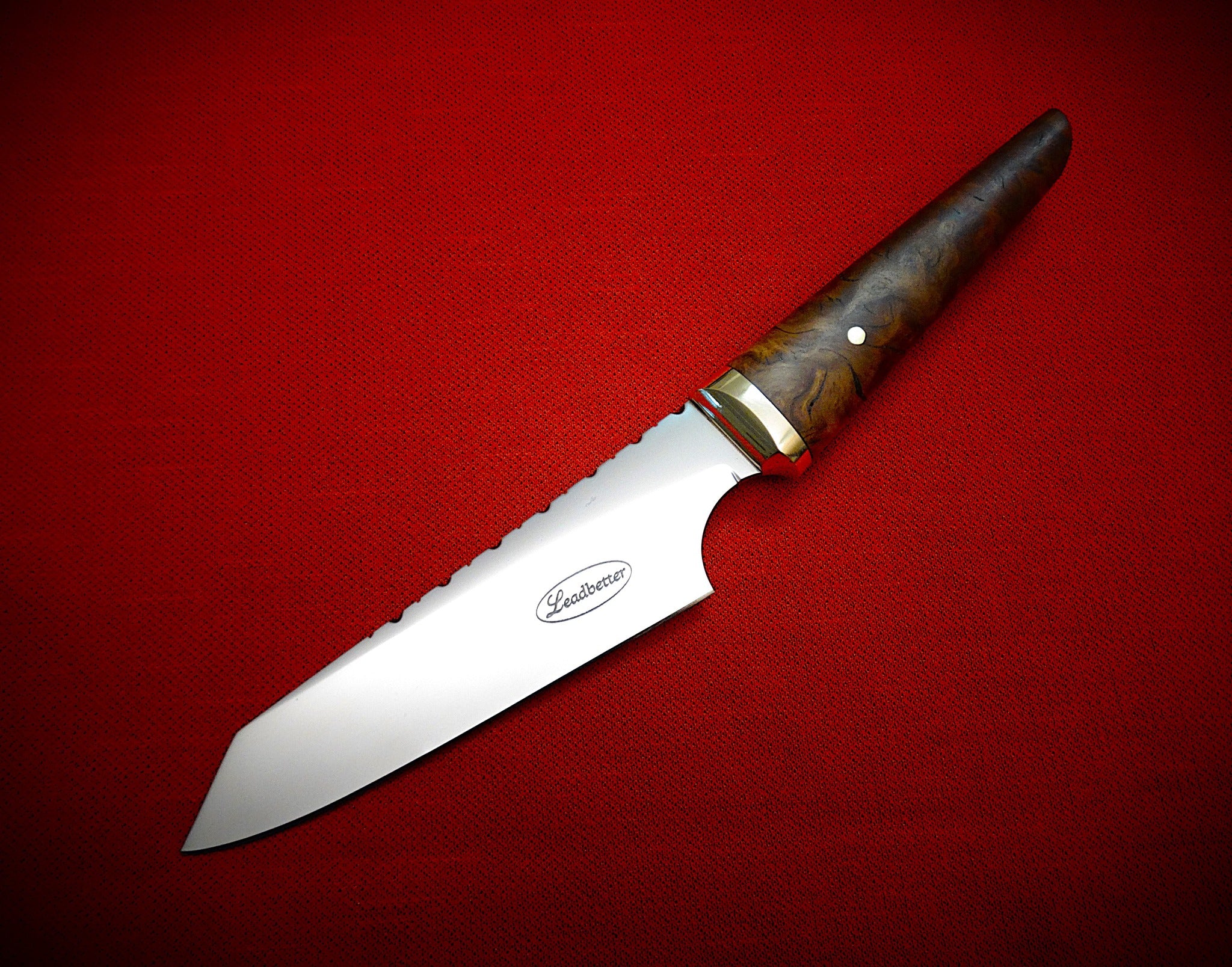 Paring kitchen knife Burl timber, leather sheath