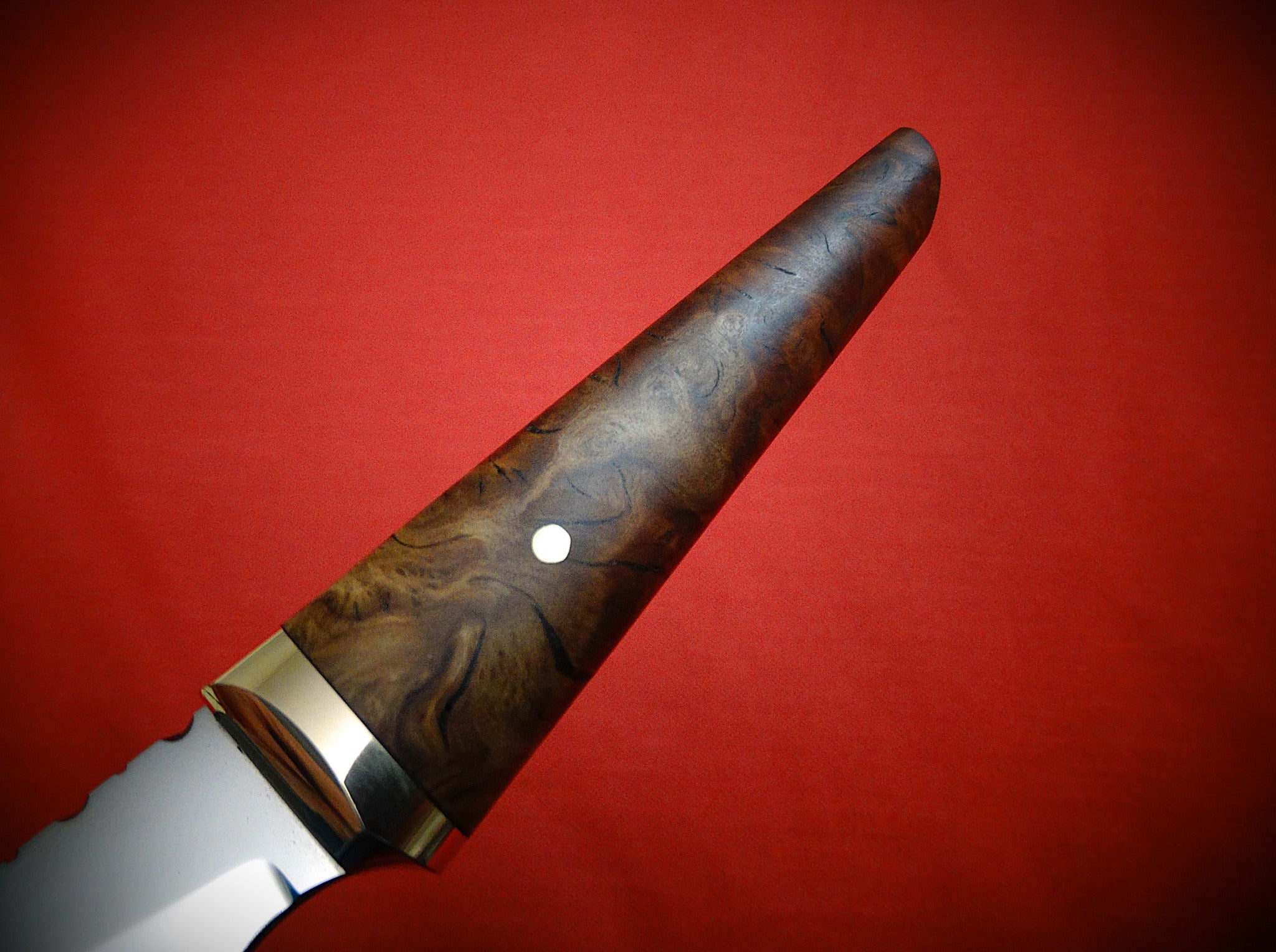 Paring kitchen knife Burl timber, leather sheath
