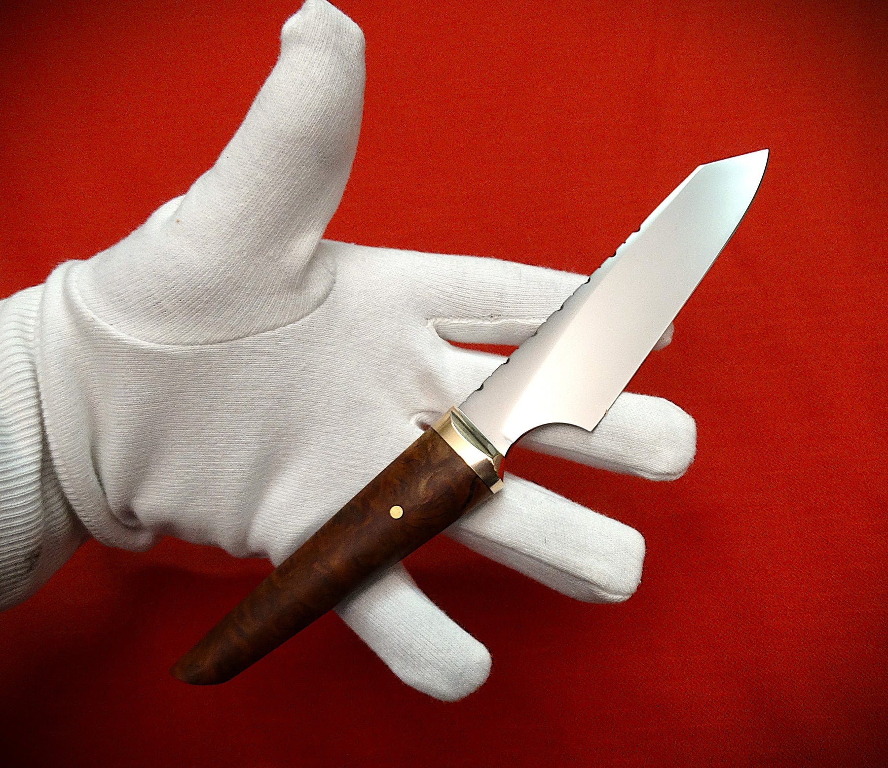 Paring kitchen knife Burl timber, leather sheath