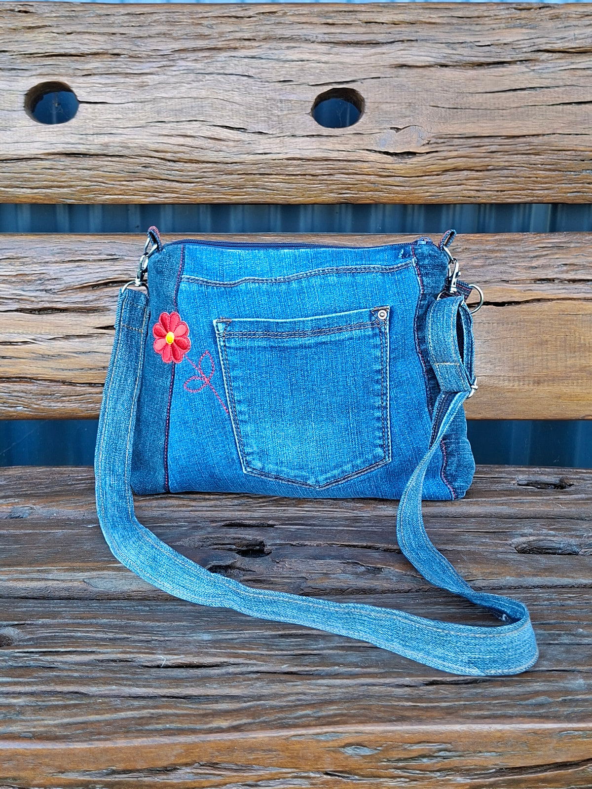 SALE - Dr Zeuss Style Fabric & Recycled Denim Shoulder Bag