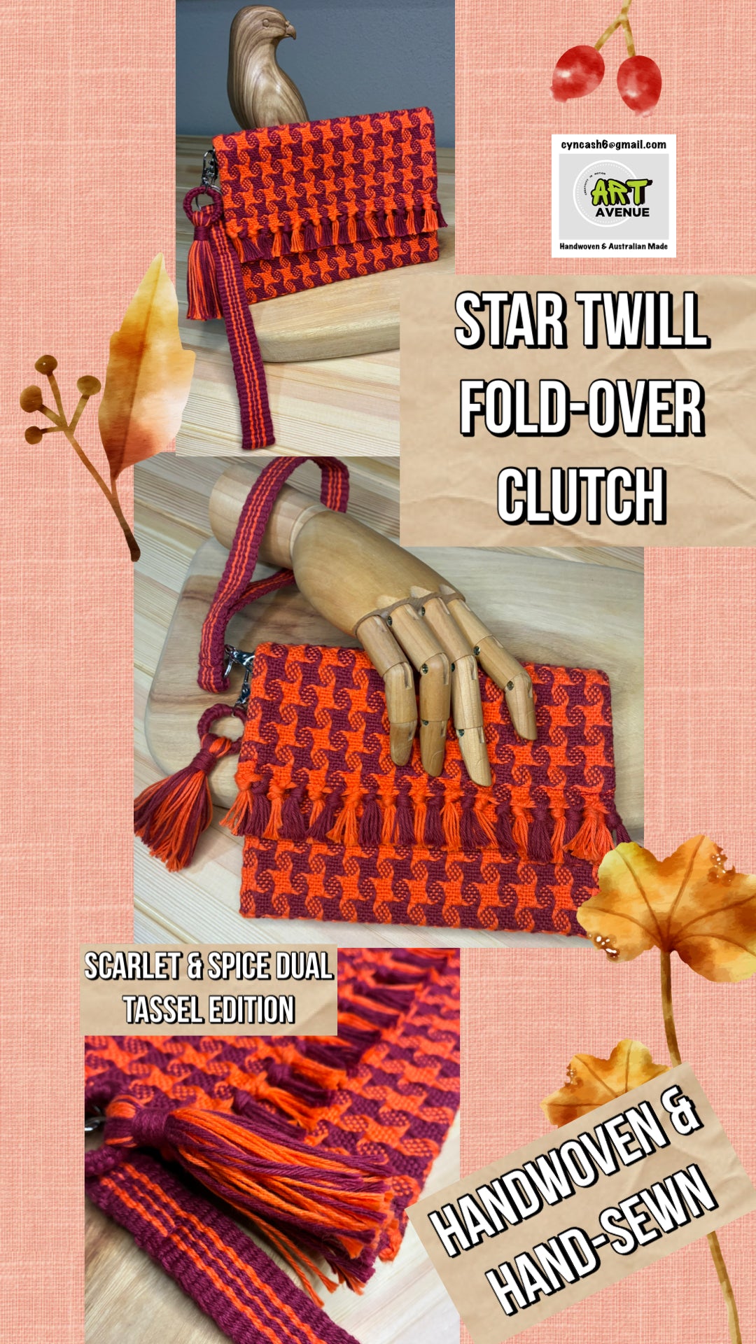 Handwoven Star Twill Fold-Over Clutch Purse