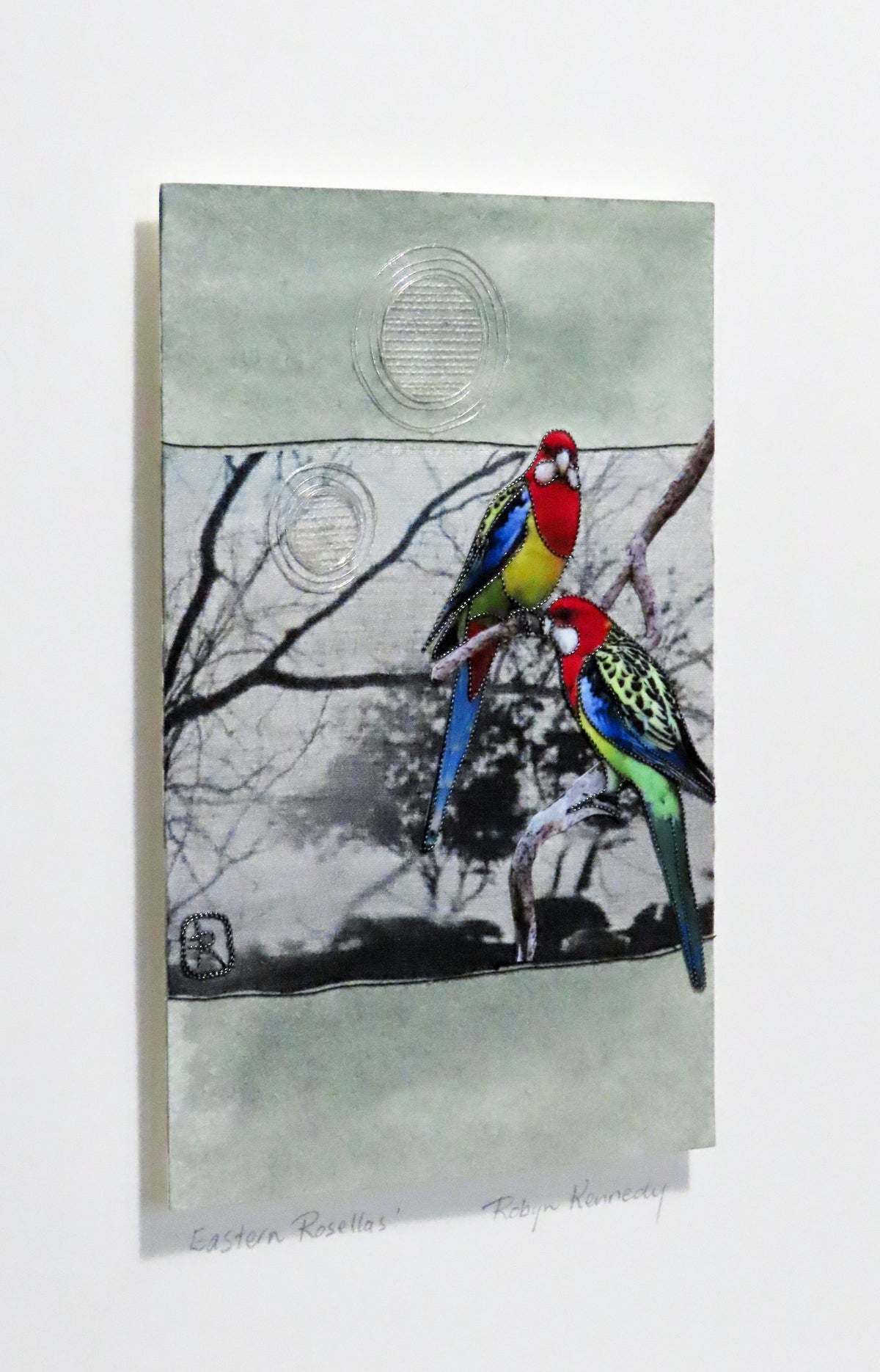 Unframed Collage Art - Eastern Rosellas