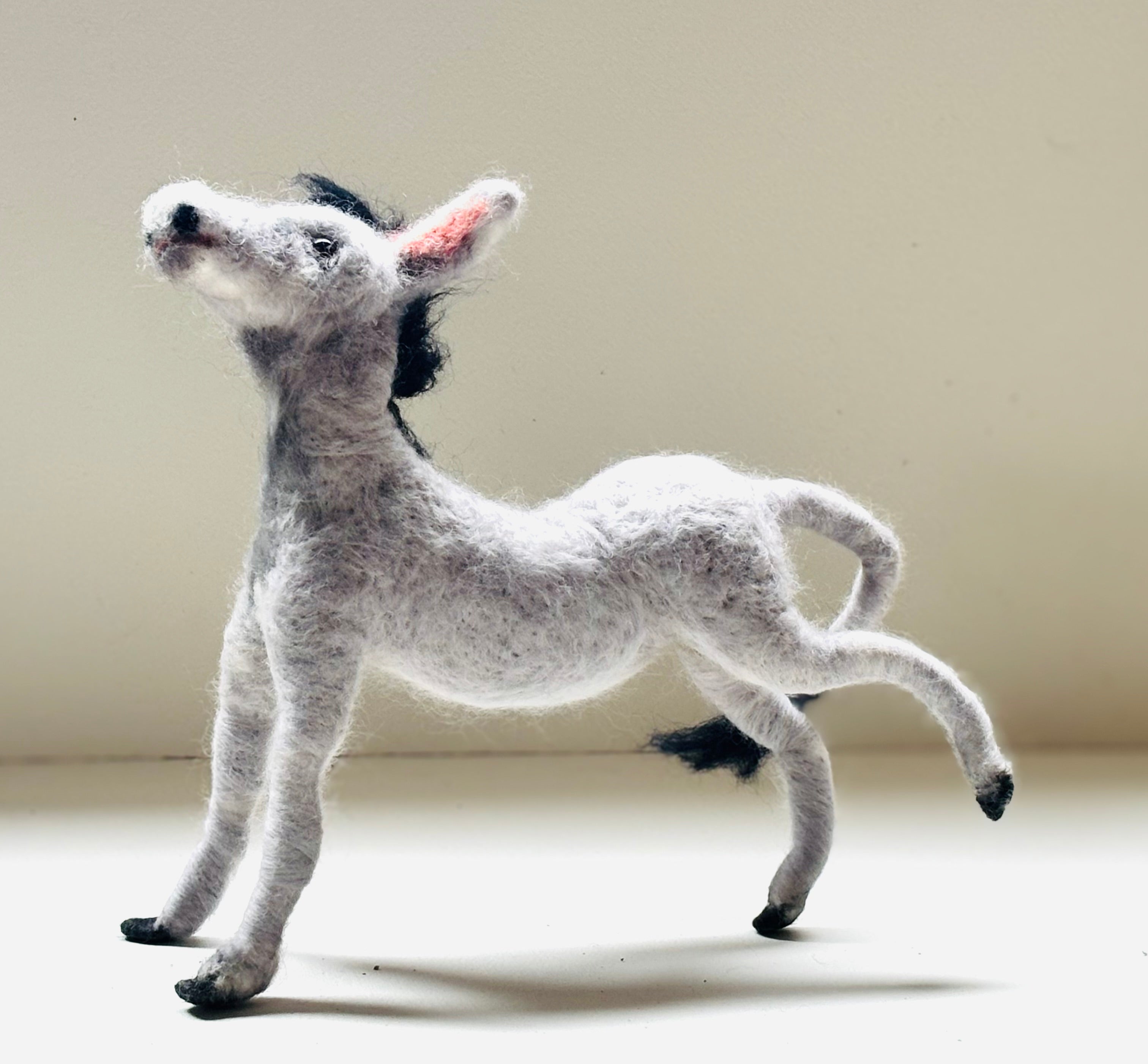 Needle Felt Donkey Animal Art Doll posable Unique