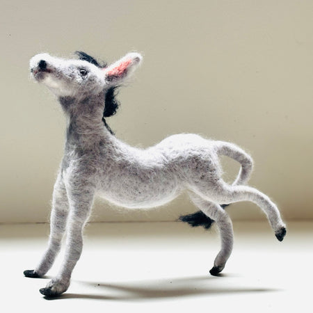 Needle Felt Donkey Animal Art Doll posable Unique