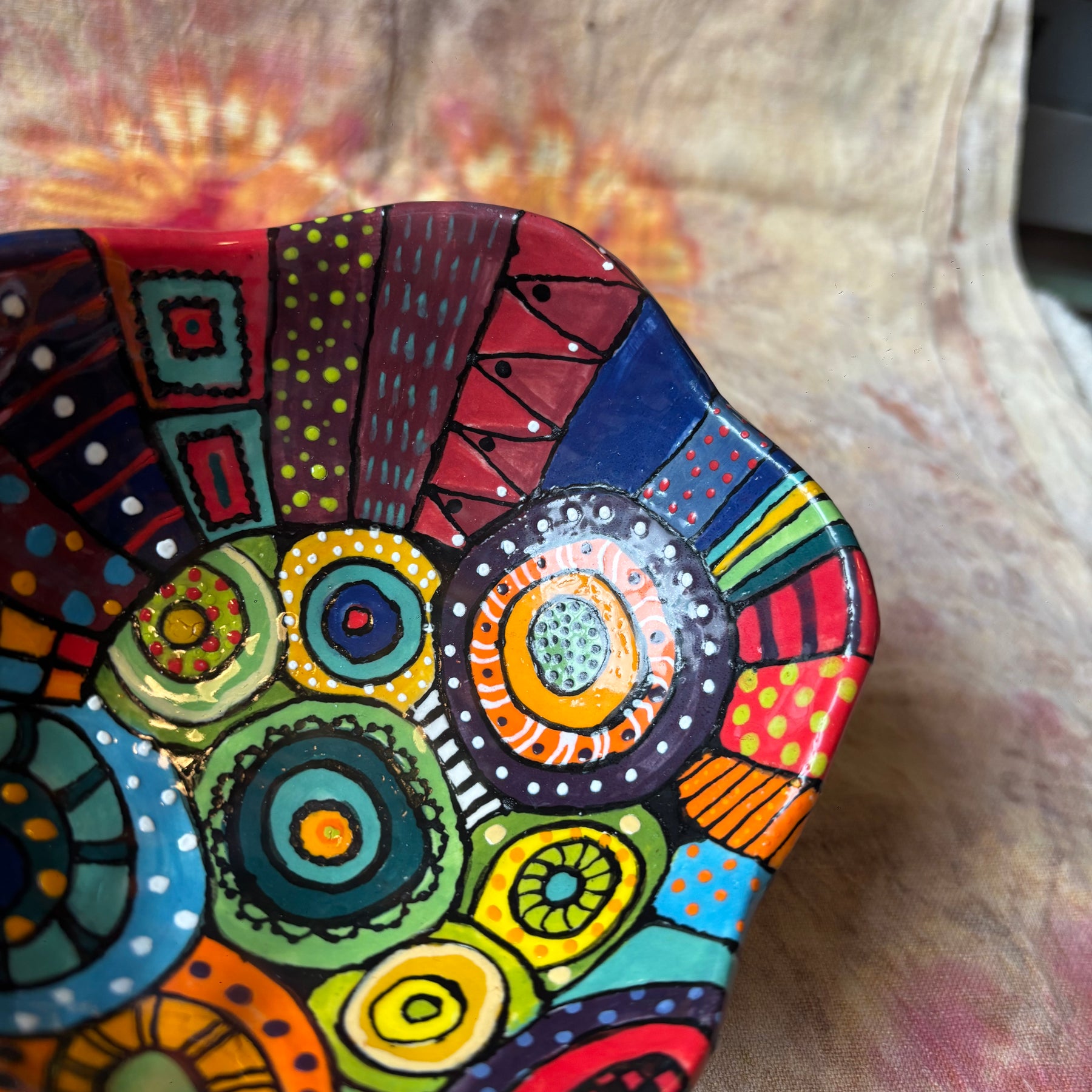 Handmade colourful scalloped Bowl