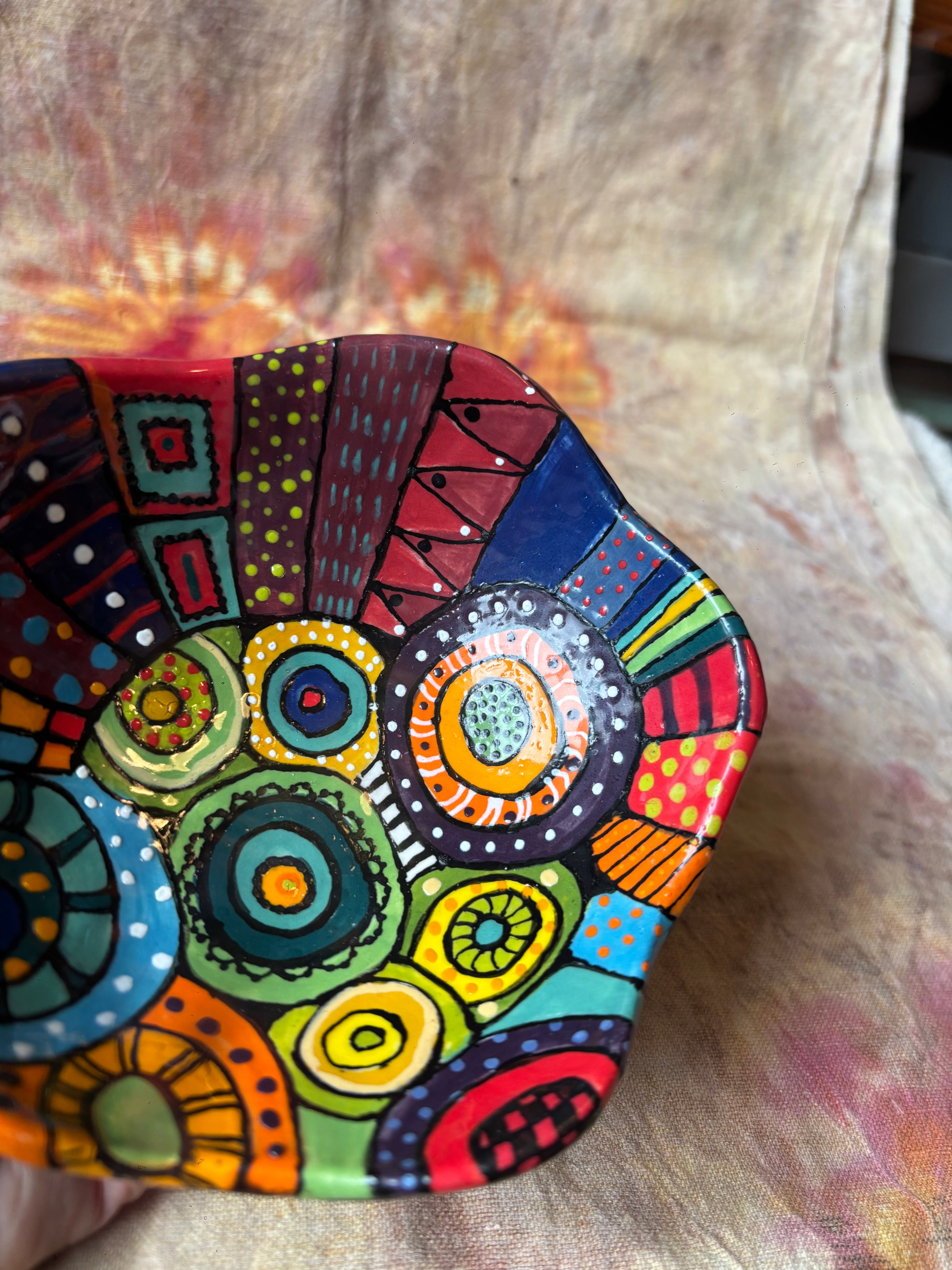 Handmade colourful scalloped Bowl