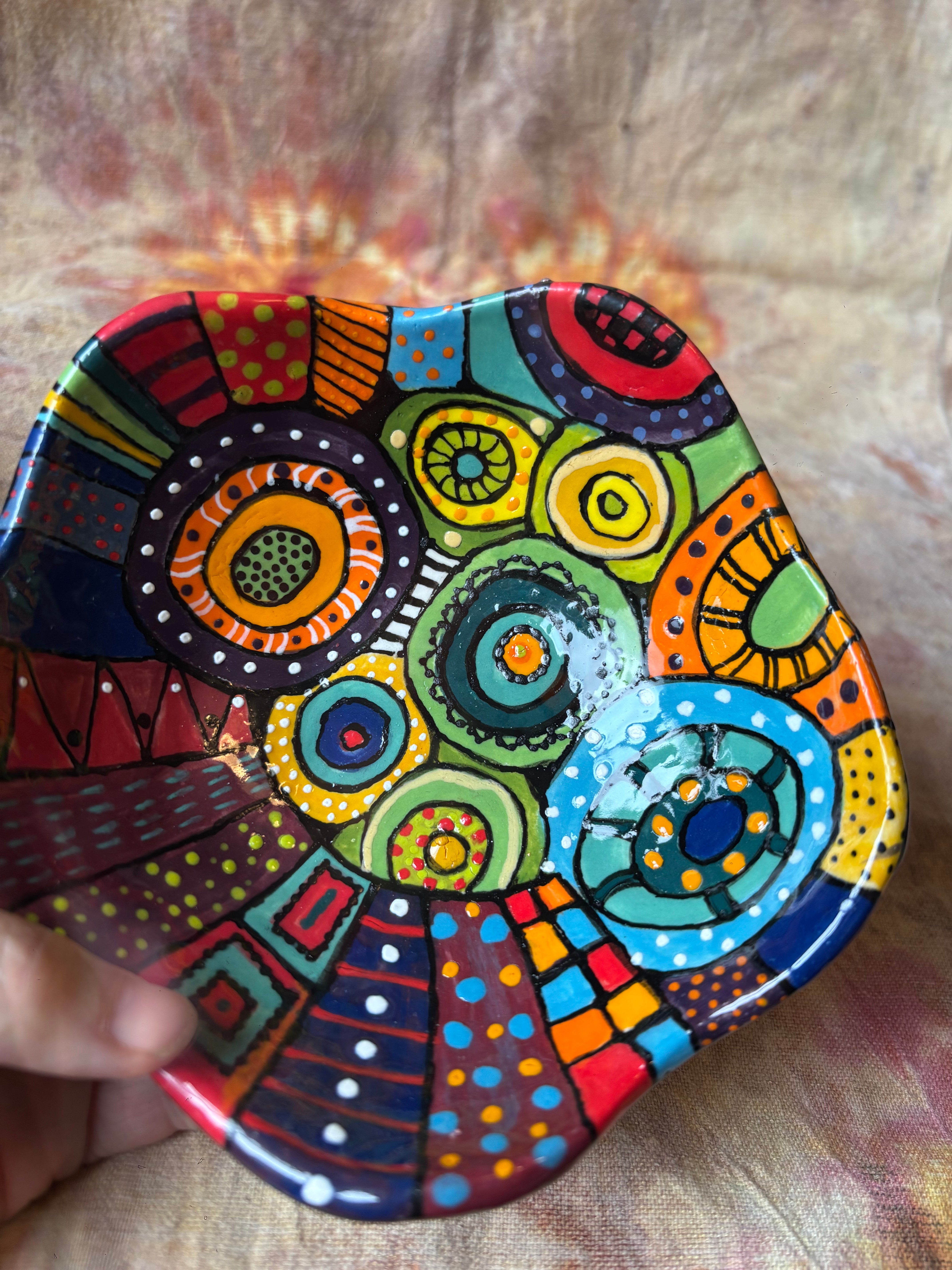 Handmade colourful scalloped Bowl