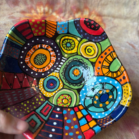 Handmade colourful scalloped Bowl