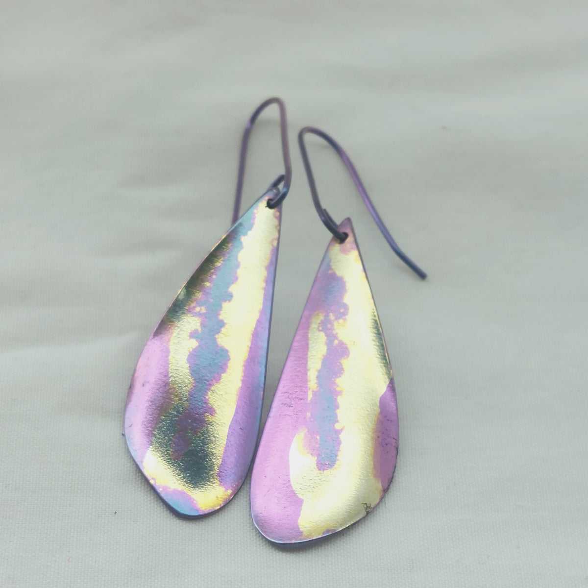 Titanium Teardrop Earrings- Yellow, Purple and Pink