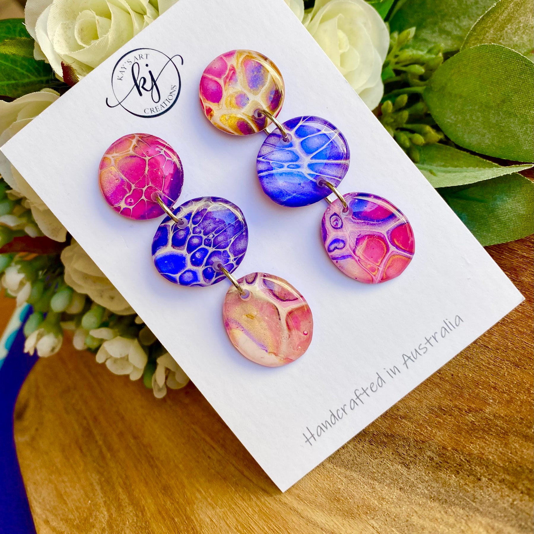Artisan Hand Painted Stud Dangle Earrings