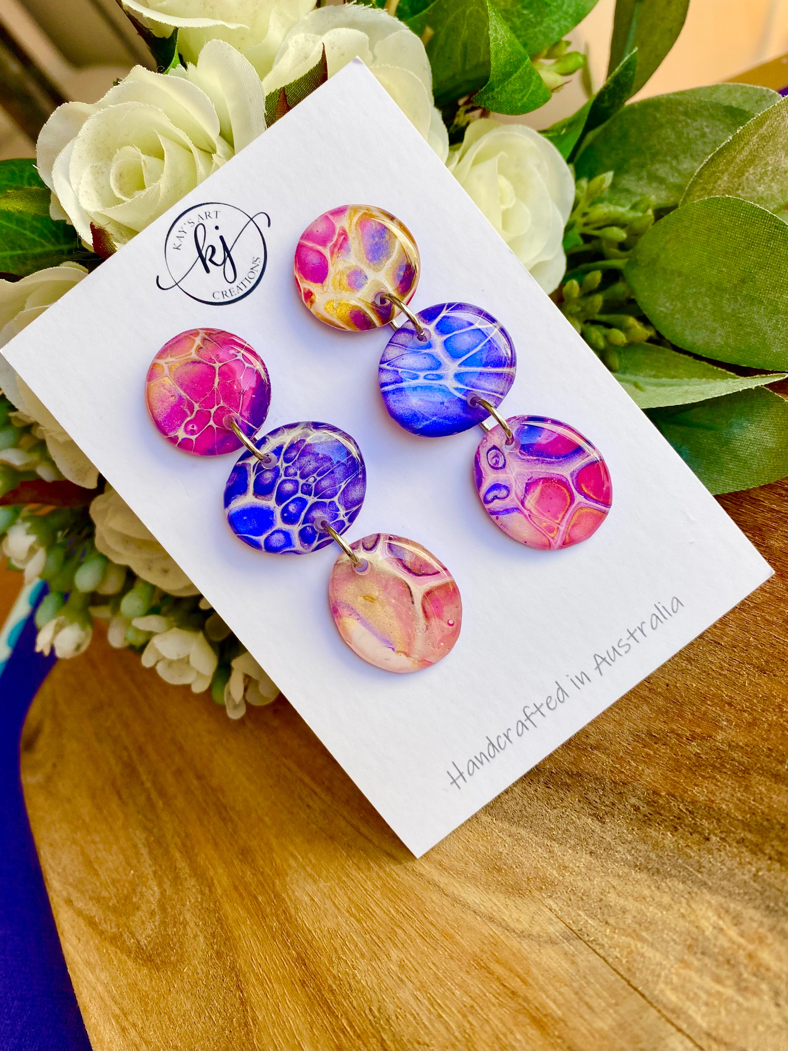Artisan Hand Painted Stud Dangle Earrings