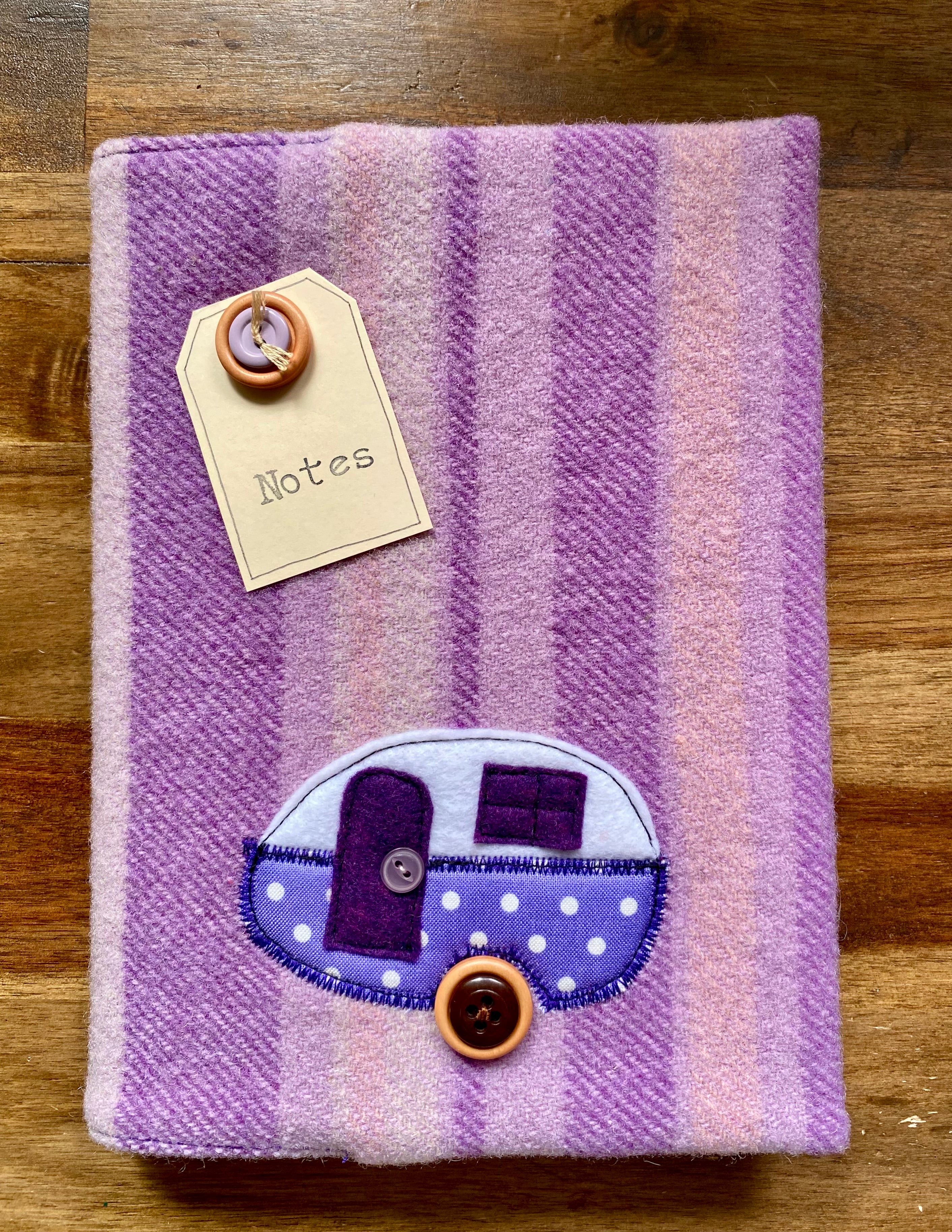 A5 Upcycled Notebook Vintage Caravan - Purple
