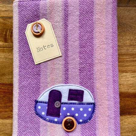 A5 Upcycled Notebook Vintage Caravan - Purple